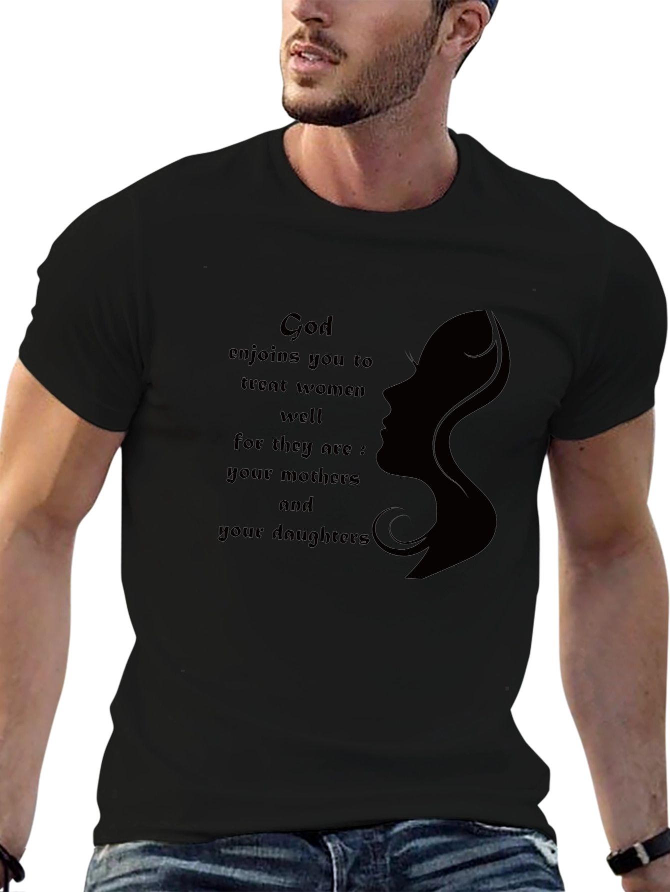 Black God Enjoins You To Treat Women Well Graphic T-Shirt view 6