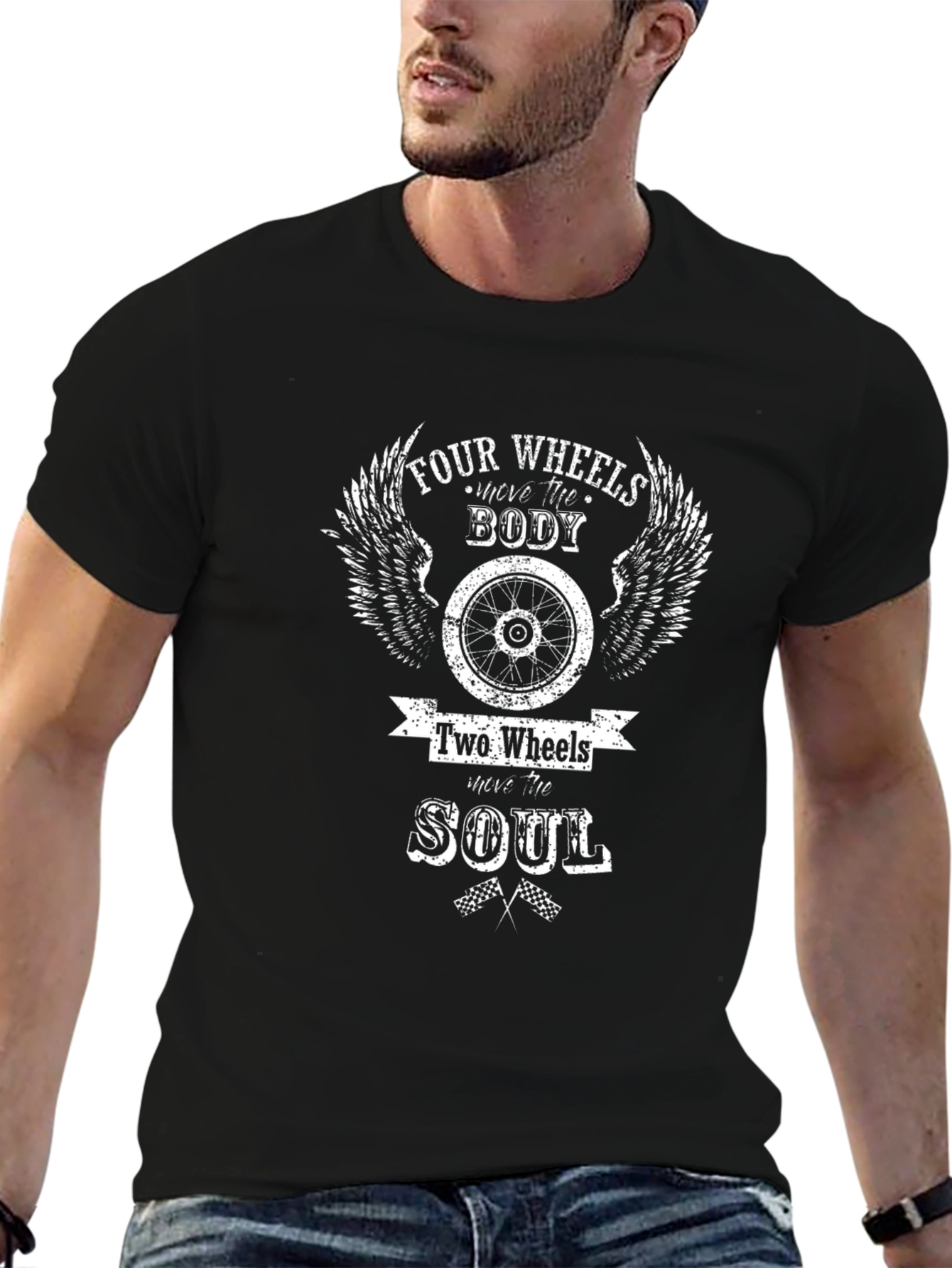 Black Four Wheels Move the Body T-Shirt view 6