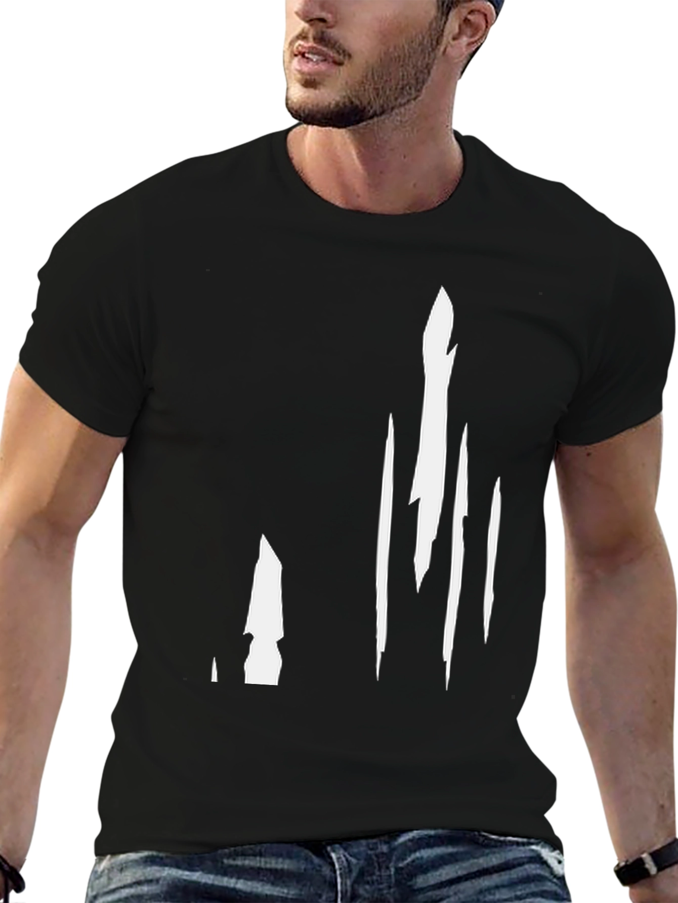 Black Modern Abstract Black Graphic Tee view 6