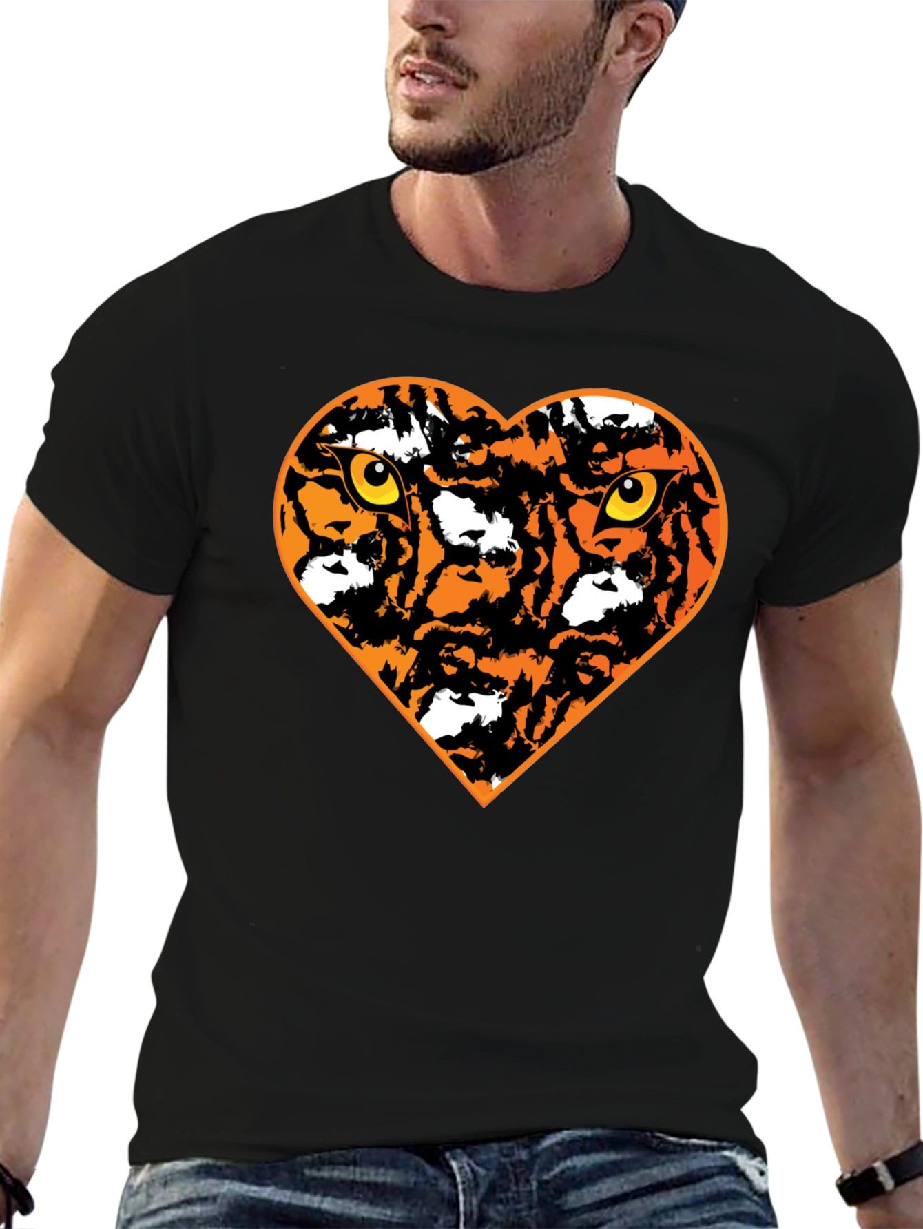 Black Tiger Heart Graphic T-Shirt - Black view 6