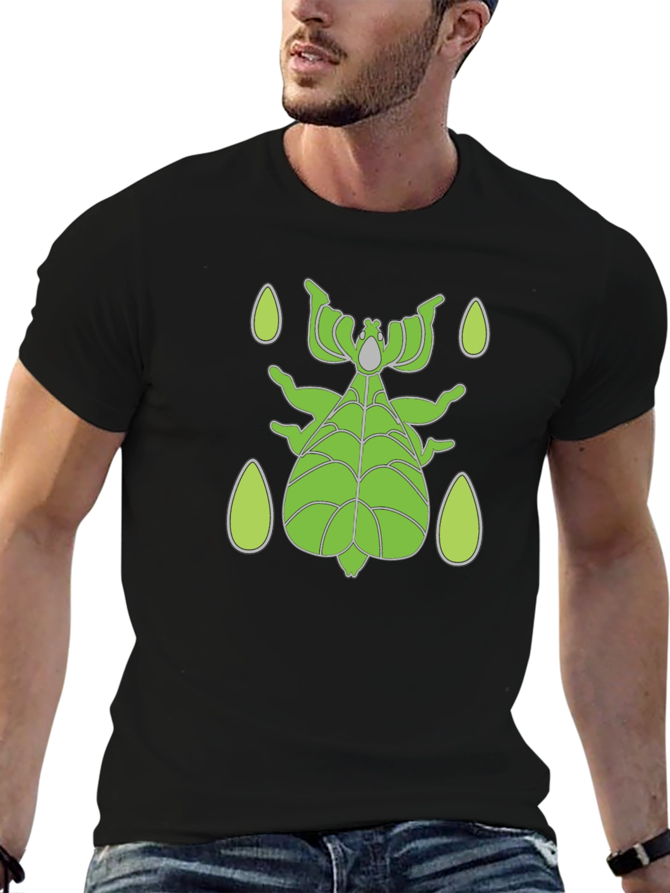 Black Green Stick Bug T-Shirt - Unique Insect Design view 6