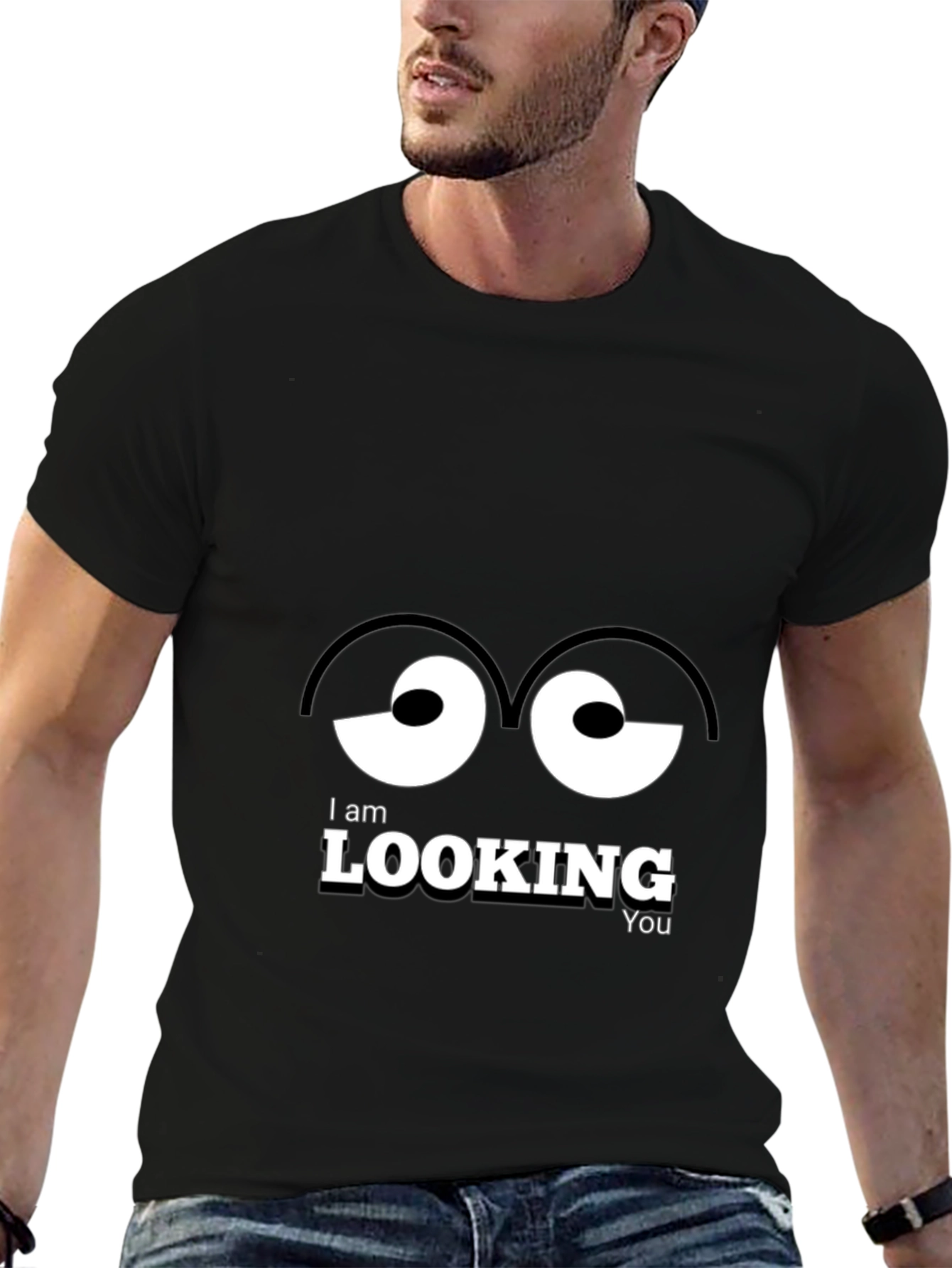 Funny Eyes Graphic Black T-Shirt - 6