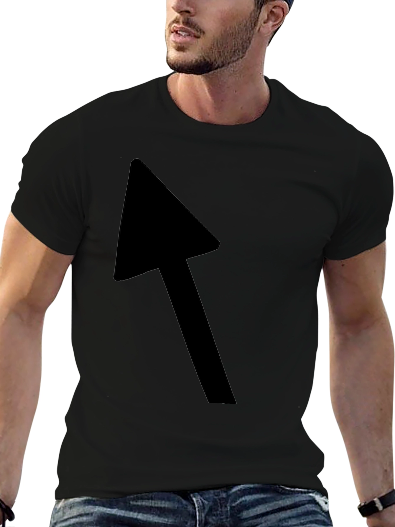 Black Black T-Shirt with Bold Arrow Graphic view 6