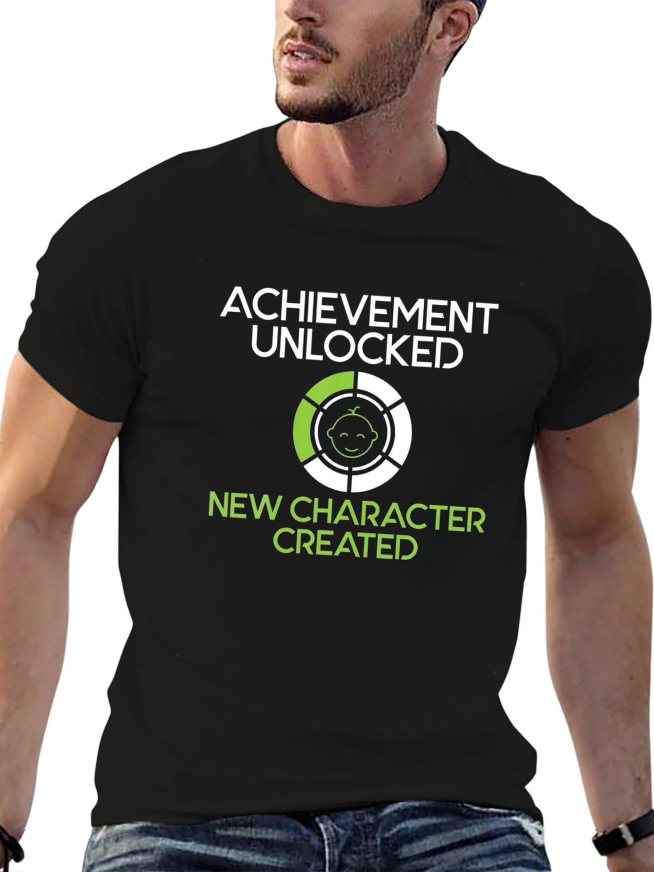 Black Achievement Unlocked: New Character Created T-Shirt view 6