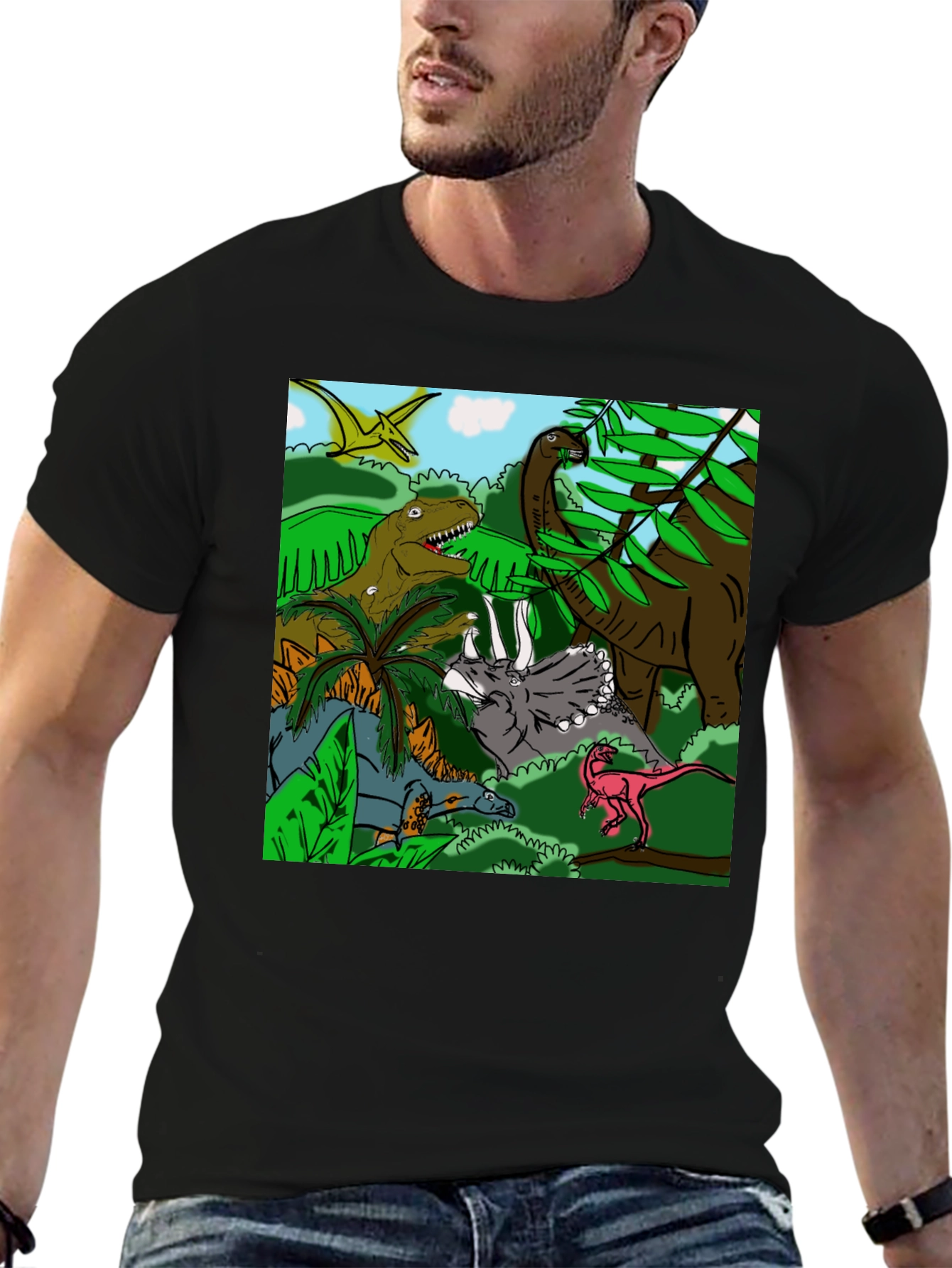 Black Dinosaur T-Shirt: Prehistoric Adventure Tee view 6