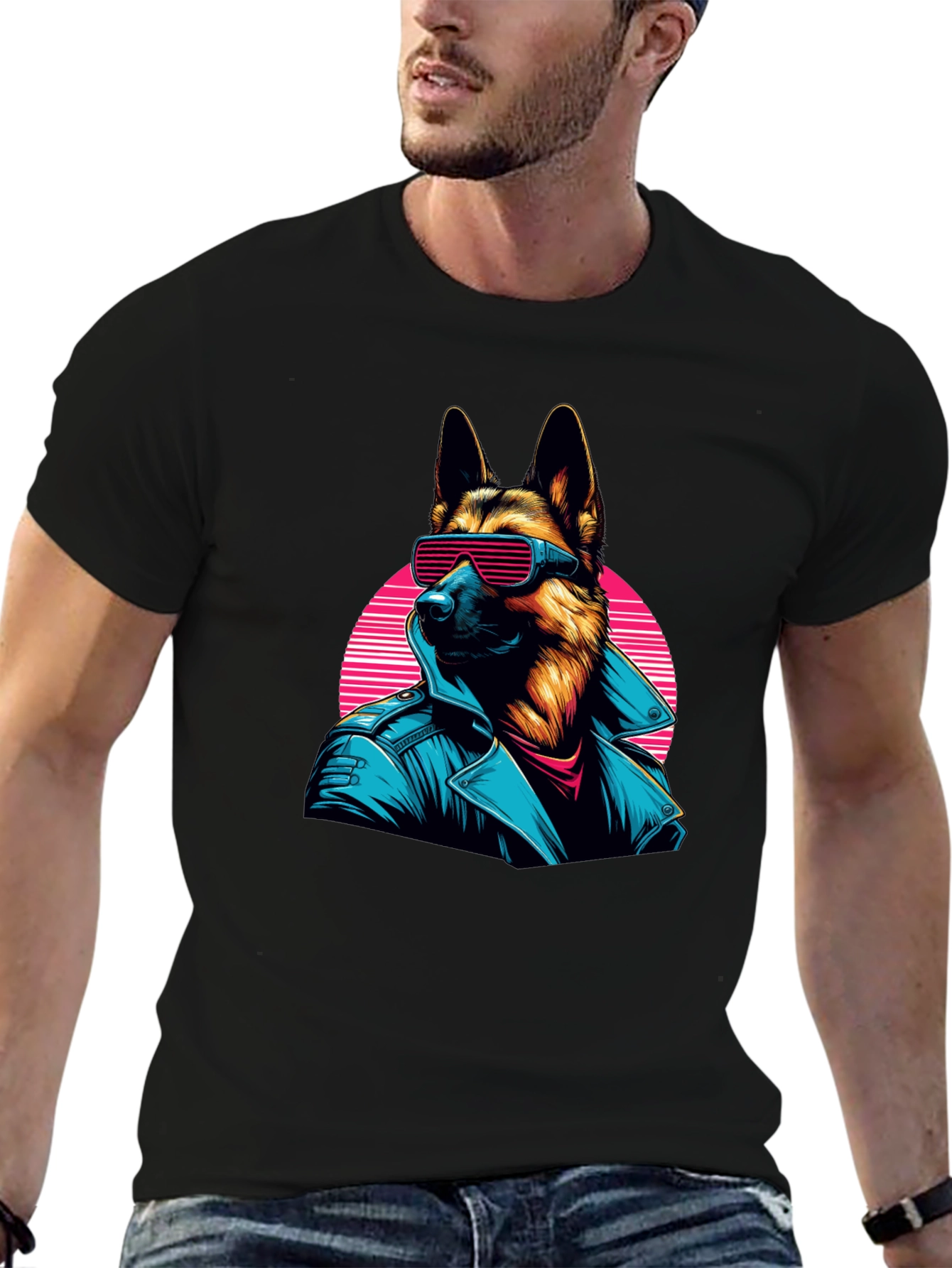 Black Retro Dog T-Shirt view 6