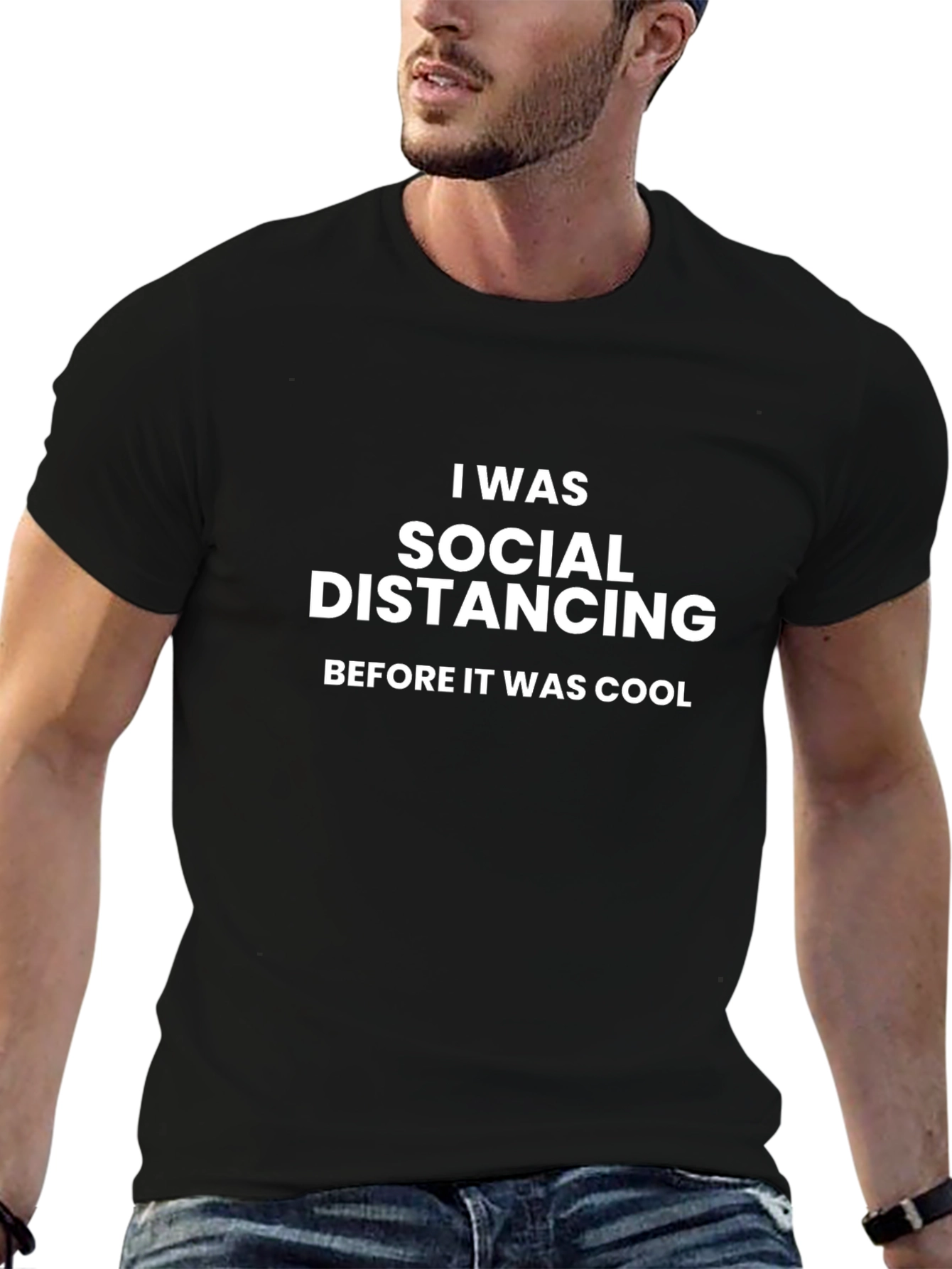 Black Social Distancing T-Shirt - Black - Funny Slogan Tee view 6