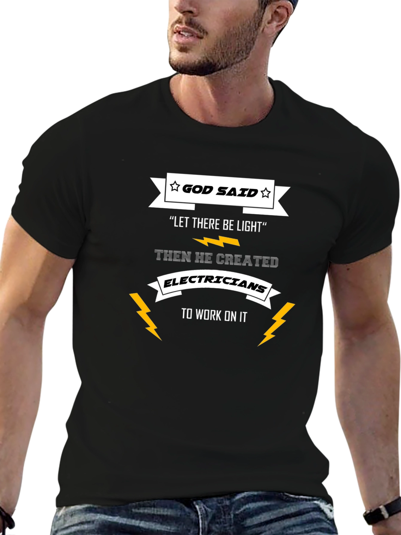 Black God Said Electricians T-Shirt - Funny Electrician Tee view 6