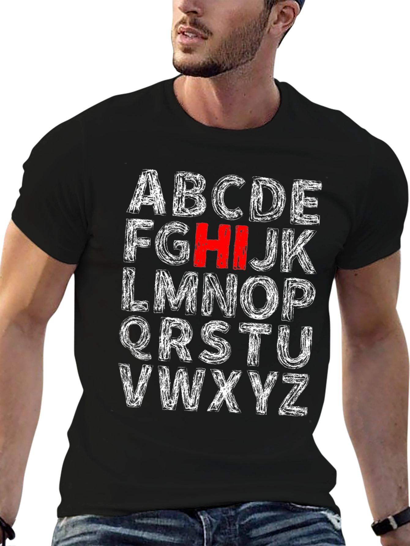 Black Alphabet Initial T-Shirt - HI Stands Out! view 6