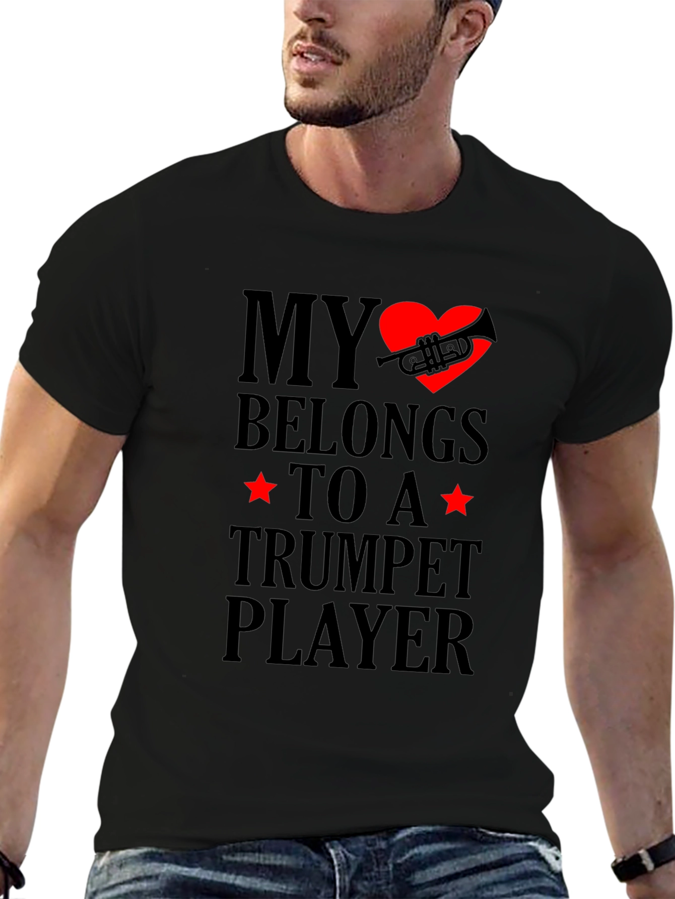 Black My Heart Belongs to a Trumpet Player T-Shirt view 6