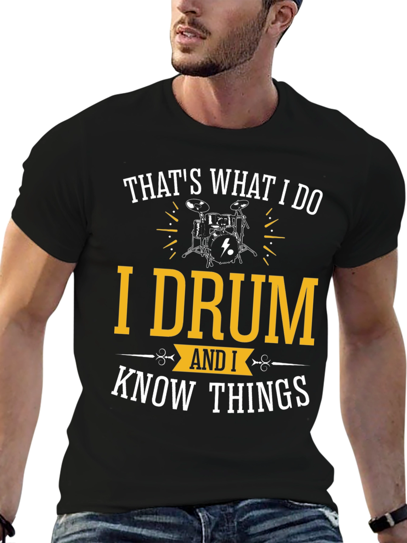 Black Drummer T-Shirt: That's What I Do - Drum & Know Things view 6
