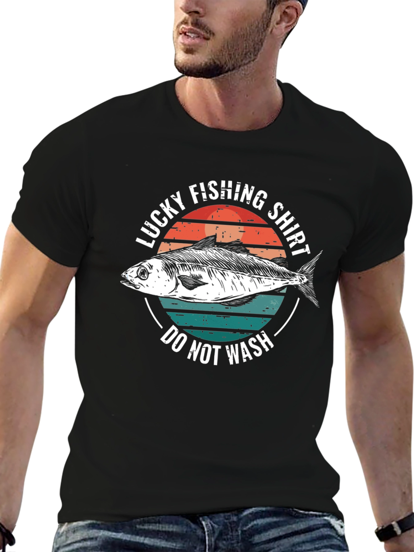 Black Lucky Fishing Shirt - Do Not Wash Novelty Tee view 6