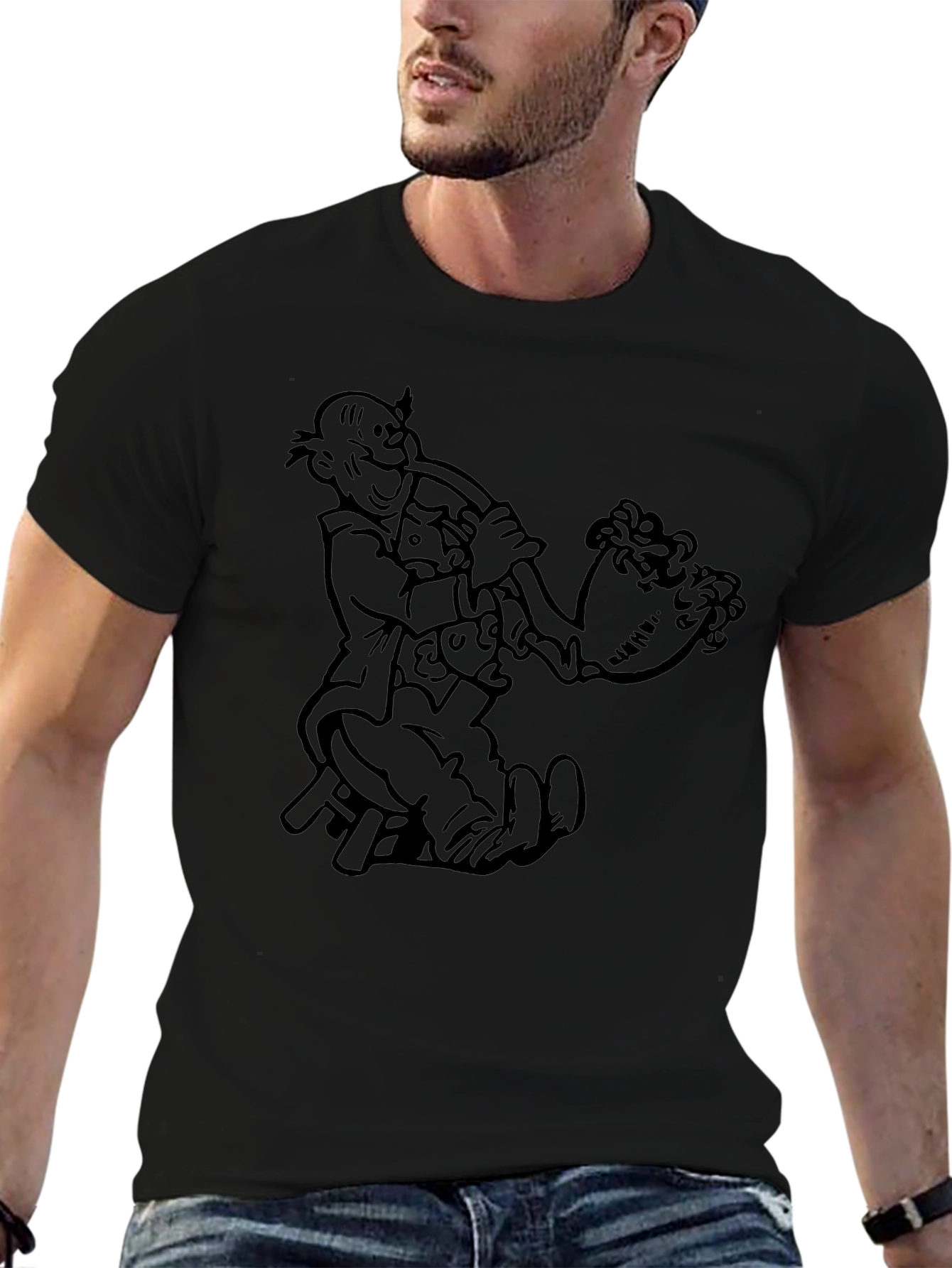 Black Cartoon Graphic Tee - Black view 6