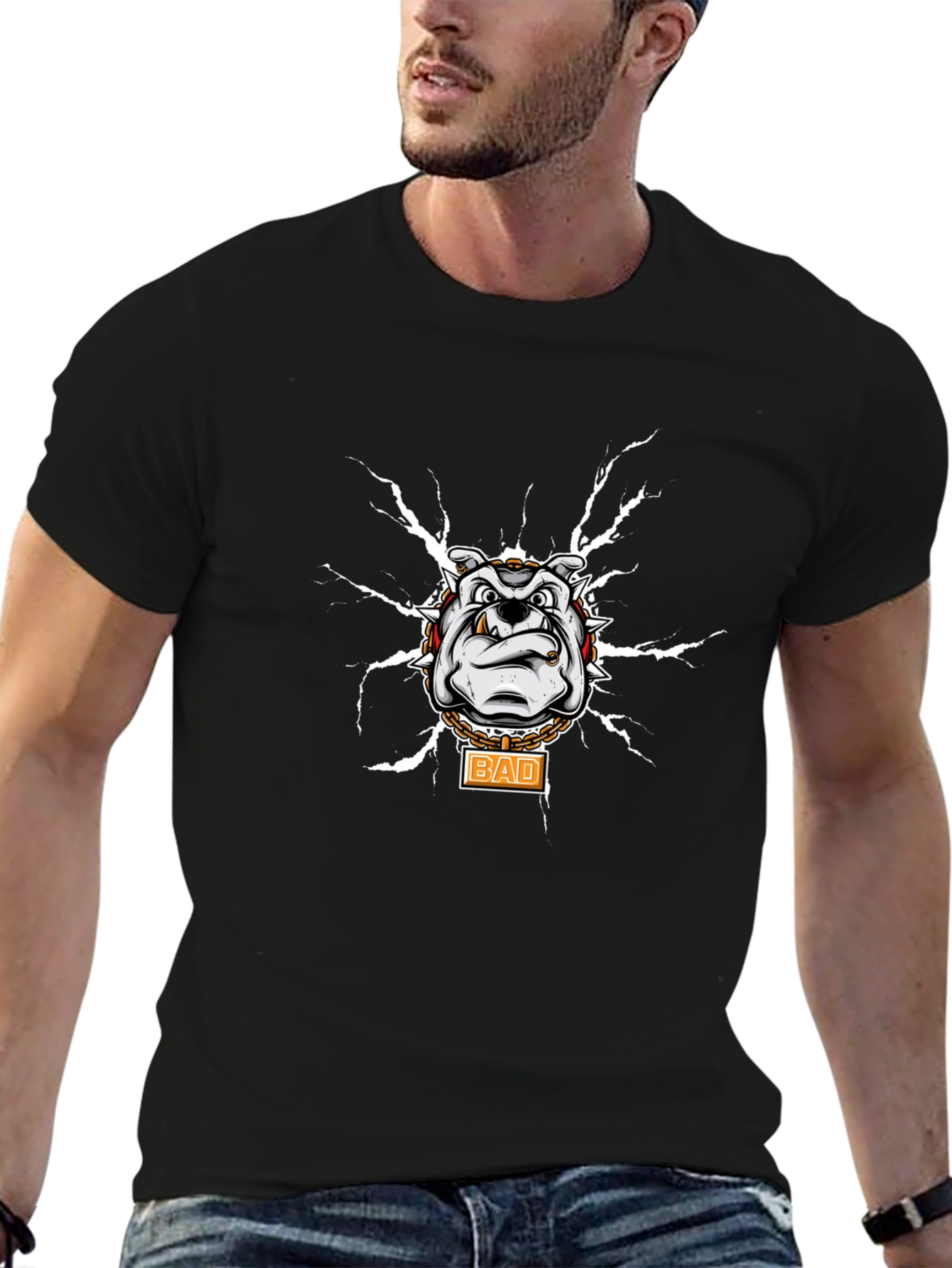Black Bad Bulldog Graphic Tee - Bold Streetwear Style view 6