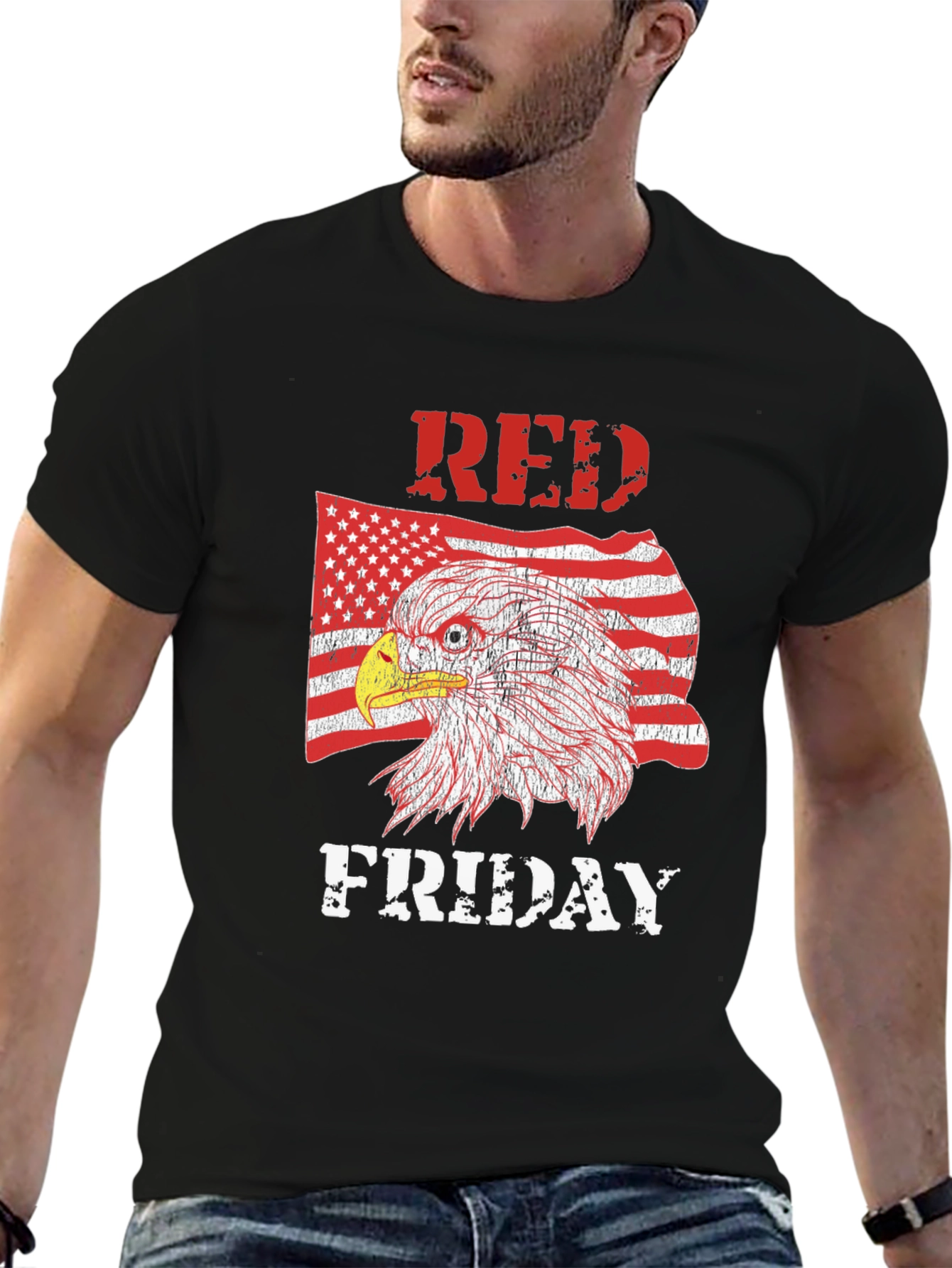 Black RED Friday Eagle Graphic Tee - Men's Black T-Shirt view 6