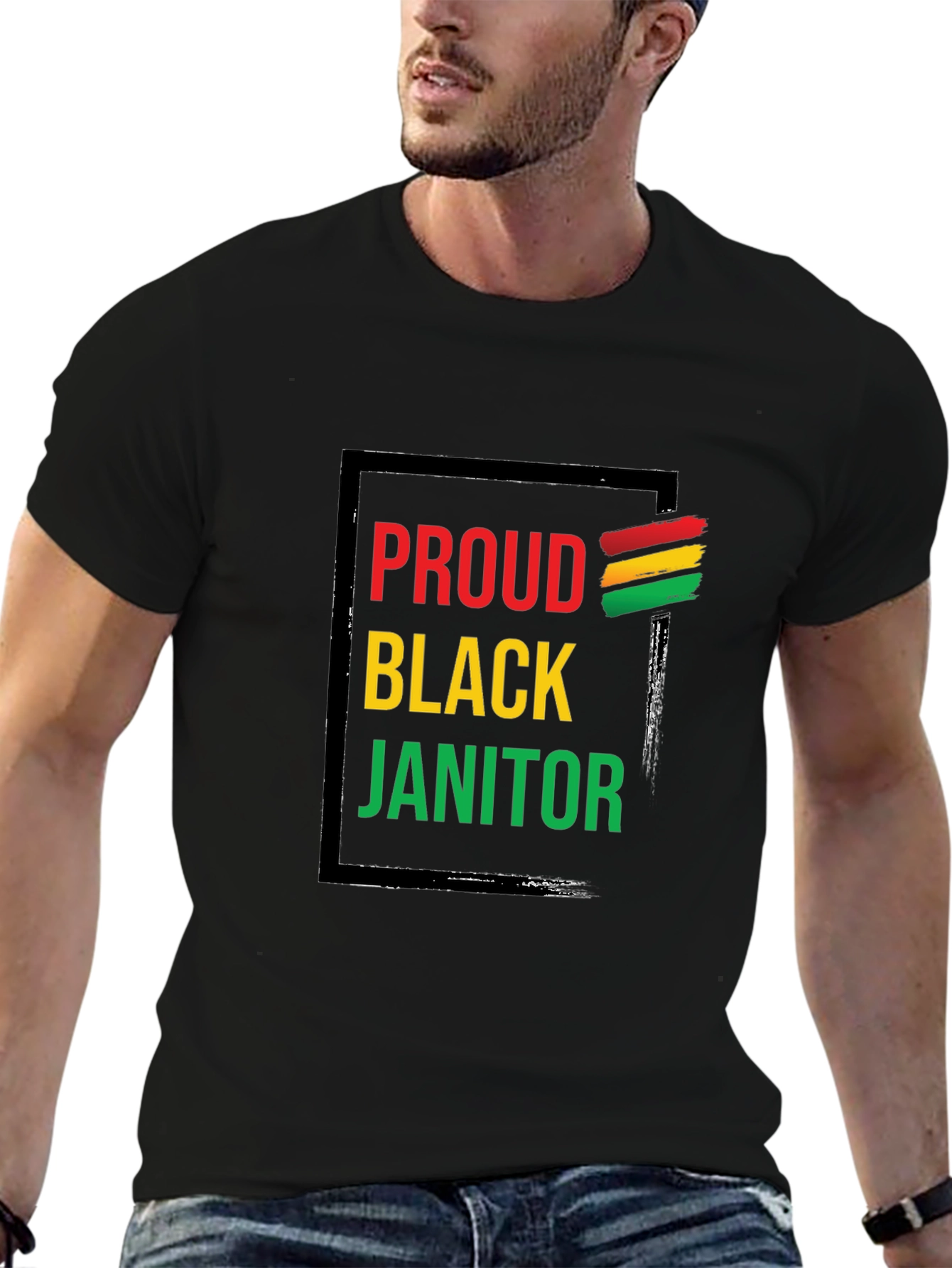 Black Proud Black Janitor T-Shirt view 6