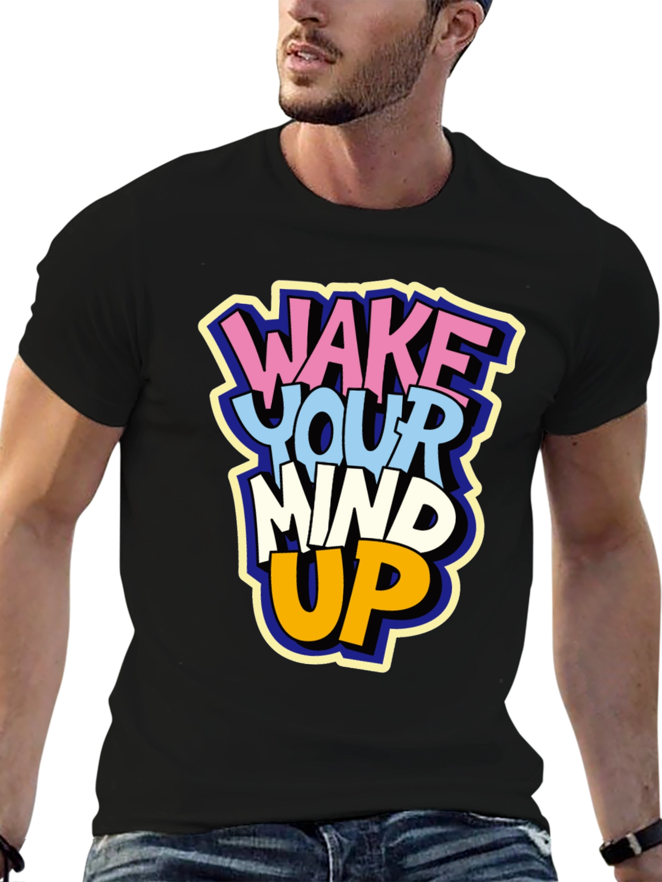 Black Wake Your Mind Up Graphic T-Shirt view 6