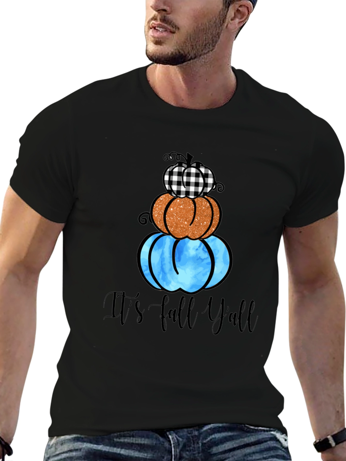 Black Fall Y'all Pumpkin Stack Tee view 6