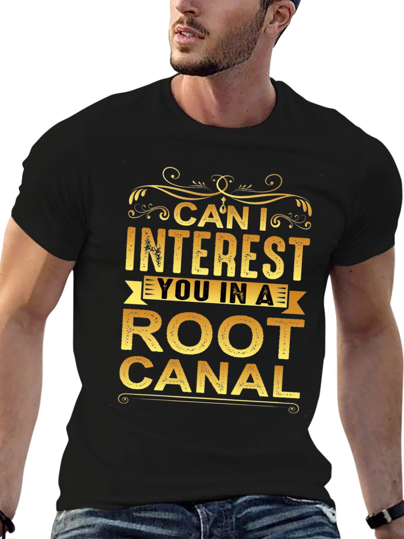 Black Funny Root Canal T-Shirt view 6