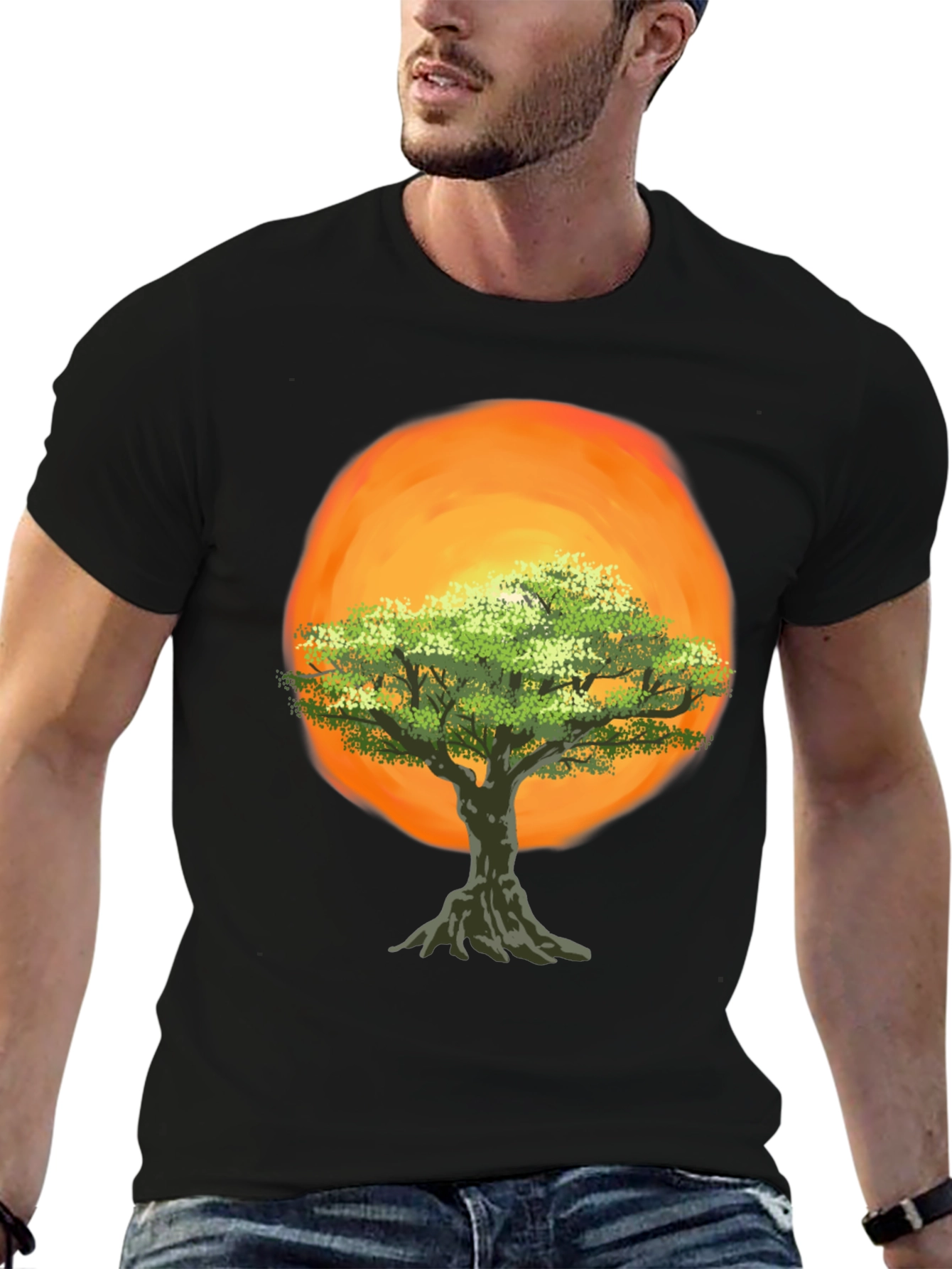 Black Tree of Life Graphic Tee - Sunset Design view 6