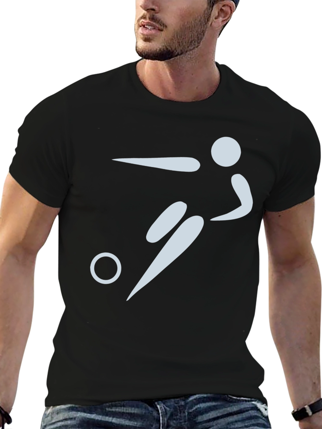 Black Soccer Player Graphic Tee - Black view 6