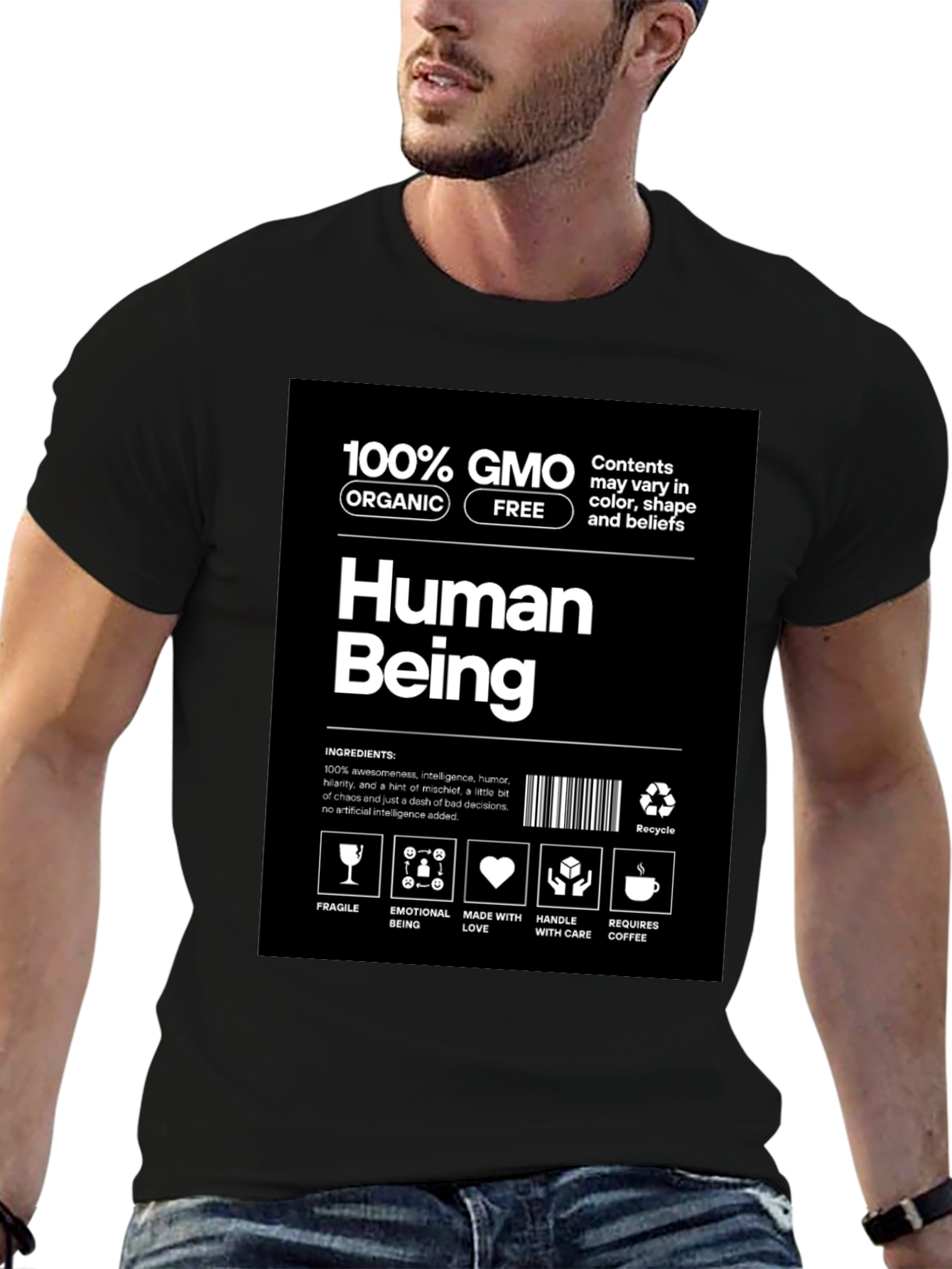 Black Human Being Ingredients T-Shirt view 6