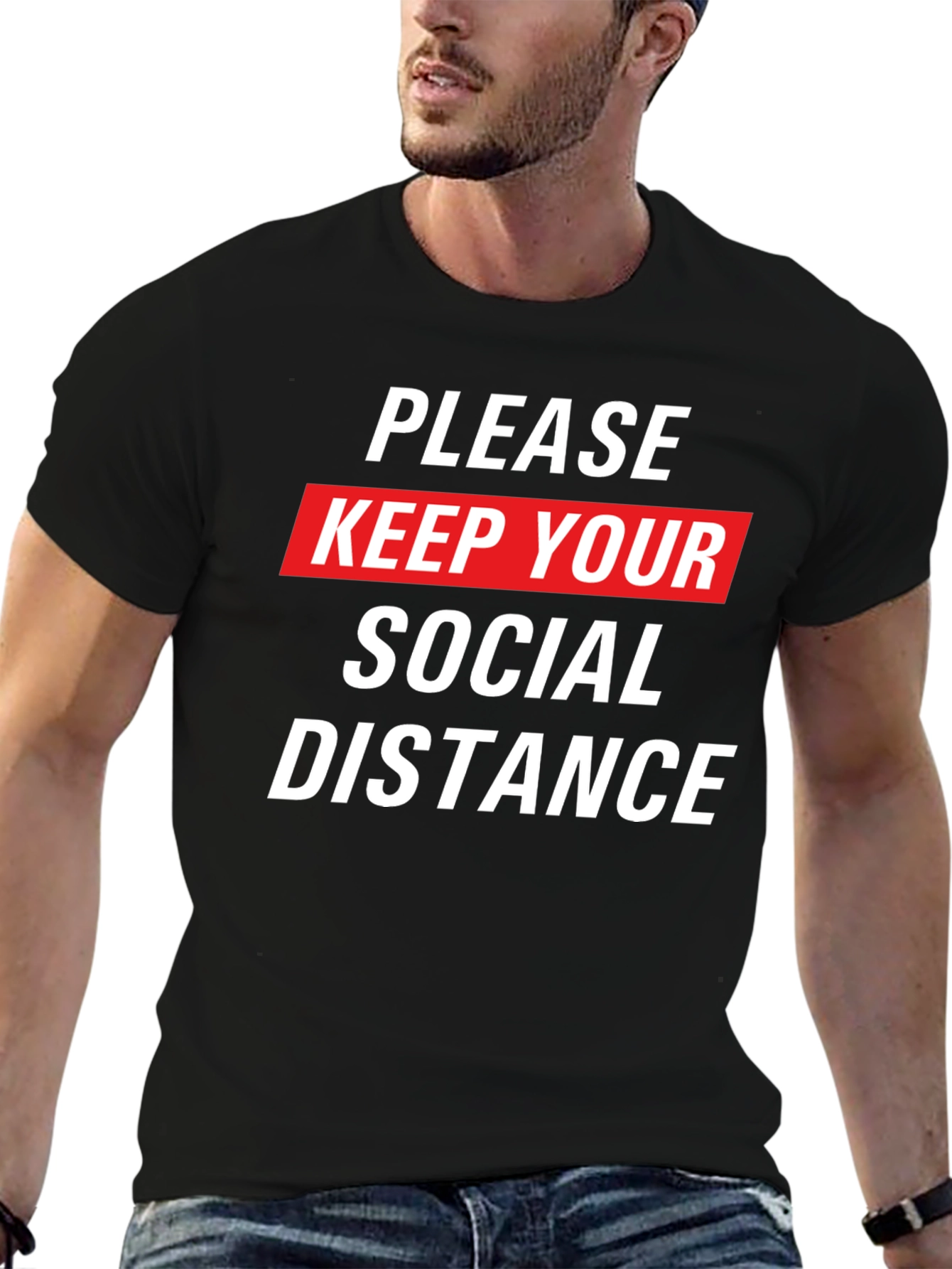 Black Social Distance Graphic Tee view 6