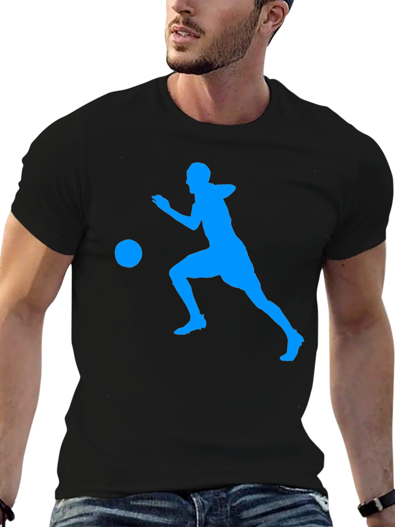 Black Soccer Player Graphic Tee - Black view 6