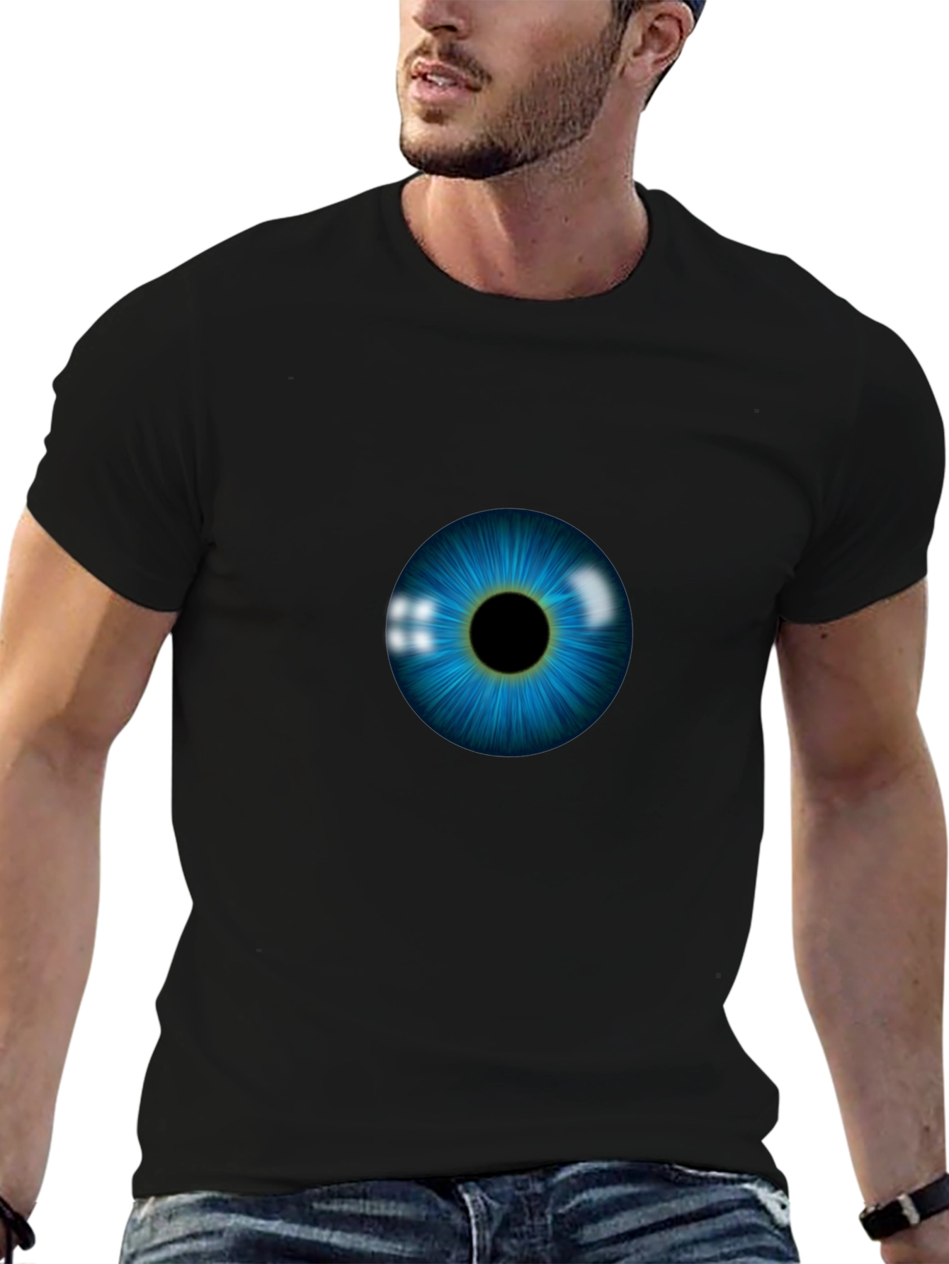 Black Eye See You: Graphic Print Black T-Shirt view 6