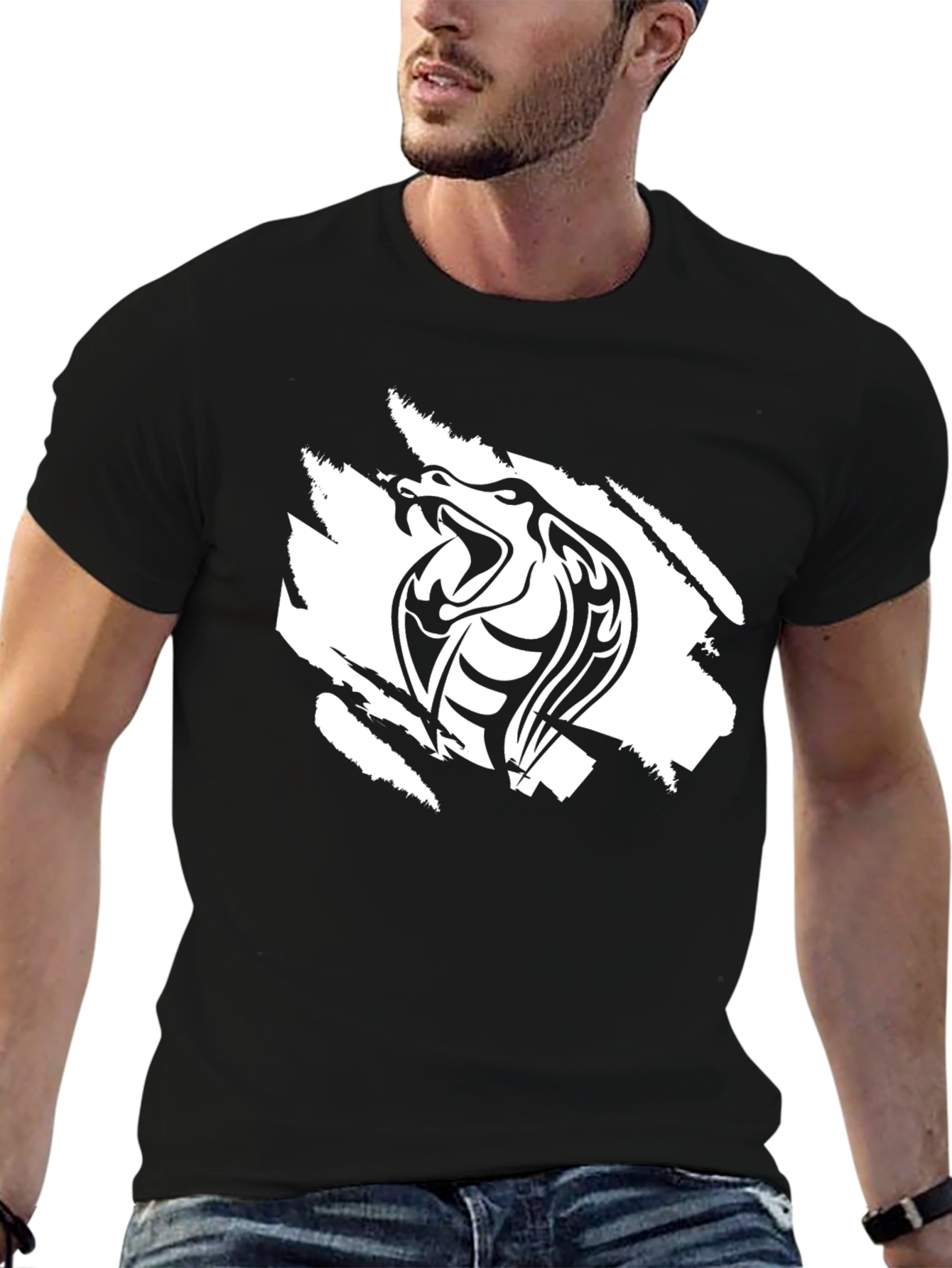 Black Cobra Graphic Tee - Stylish Men's T-Shirt - 6