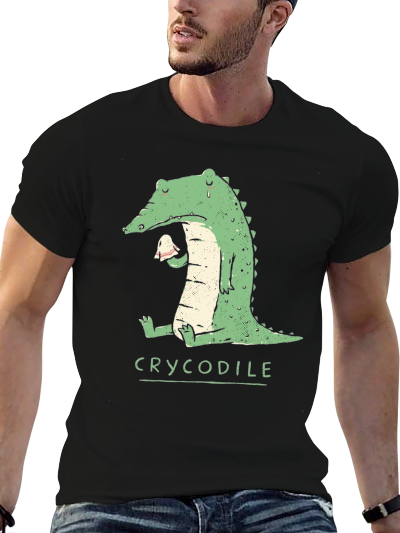 Black Crycodile T-Shirt - Funny Crocodile Graphic Tee view 6