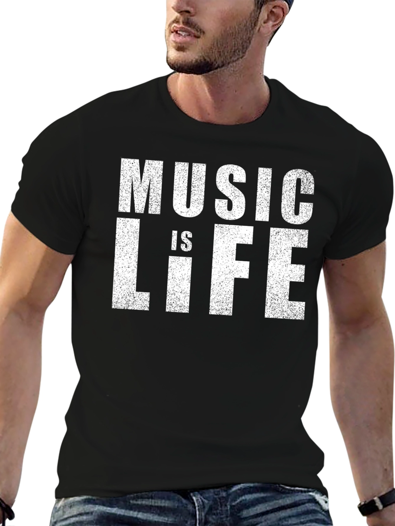Black Music is Life T-Shirt - Black Cotton Tee view 6