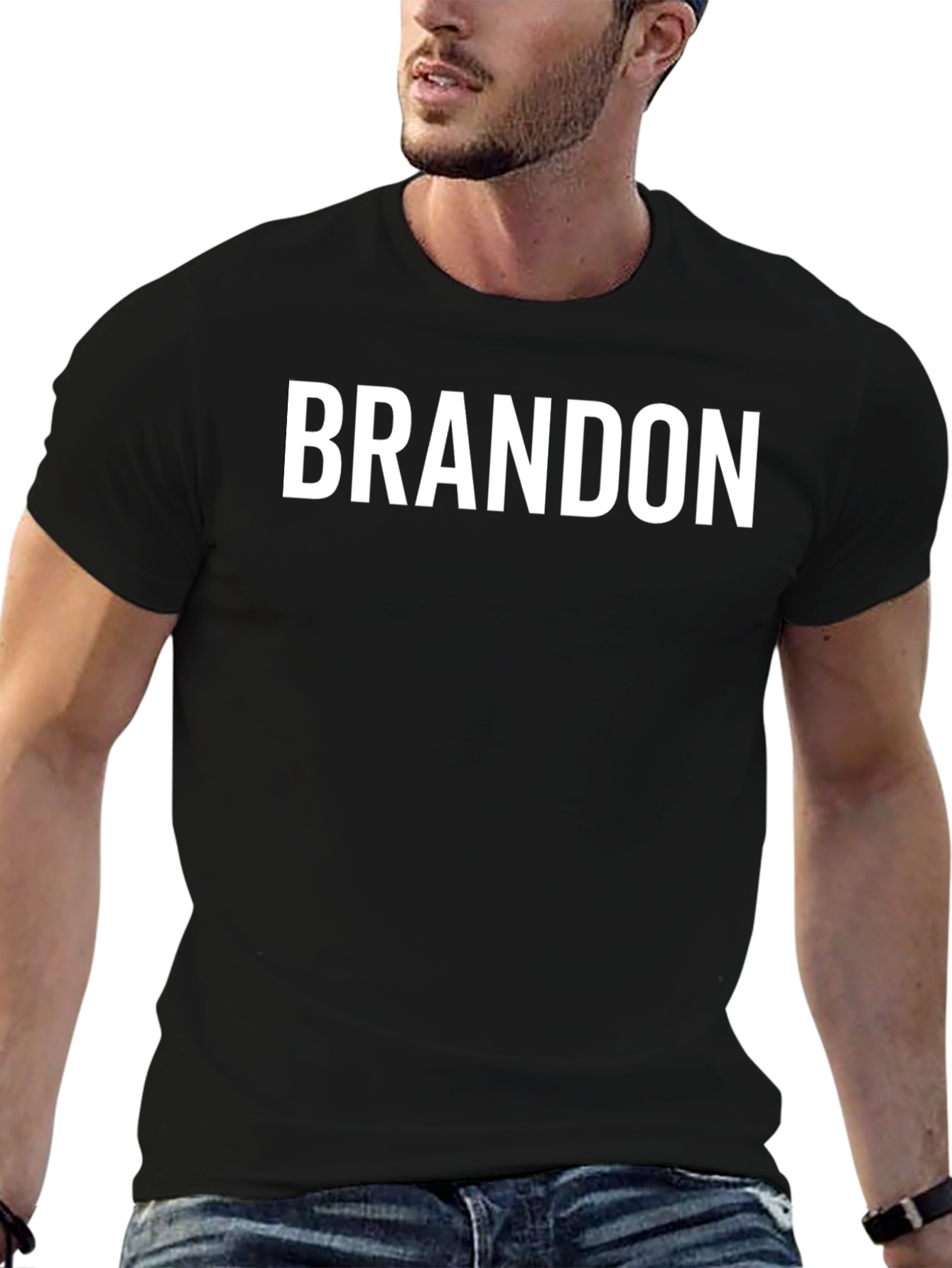 Black Brandon T-Shirt - Classic Crew Neck Tee view 6