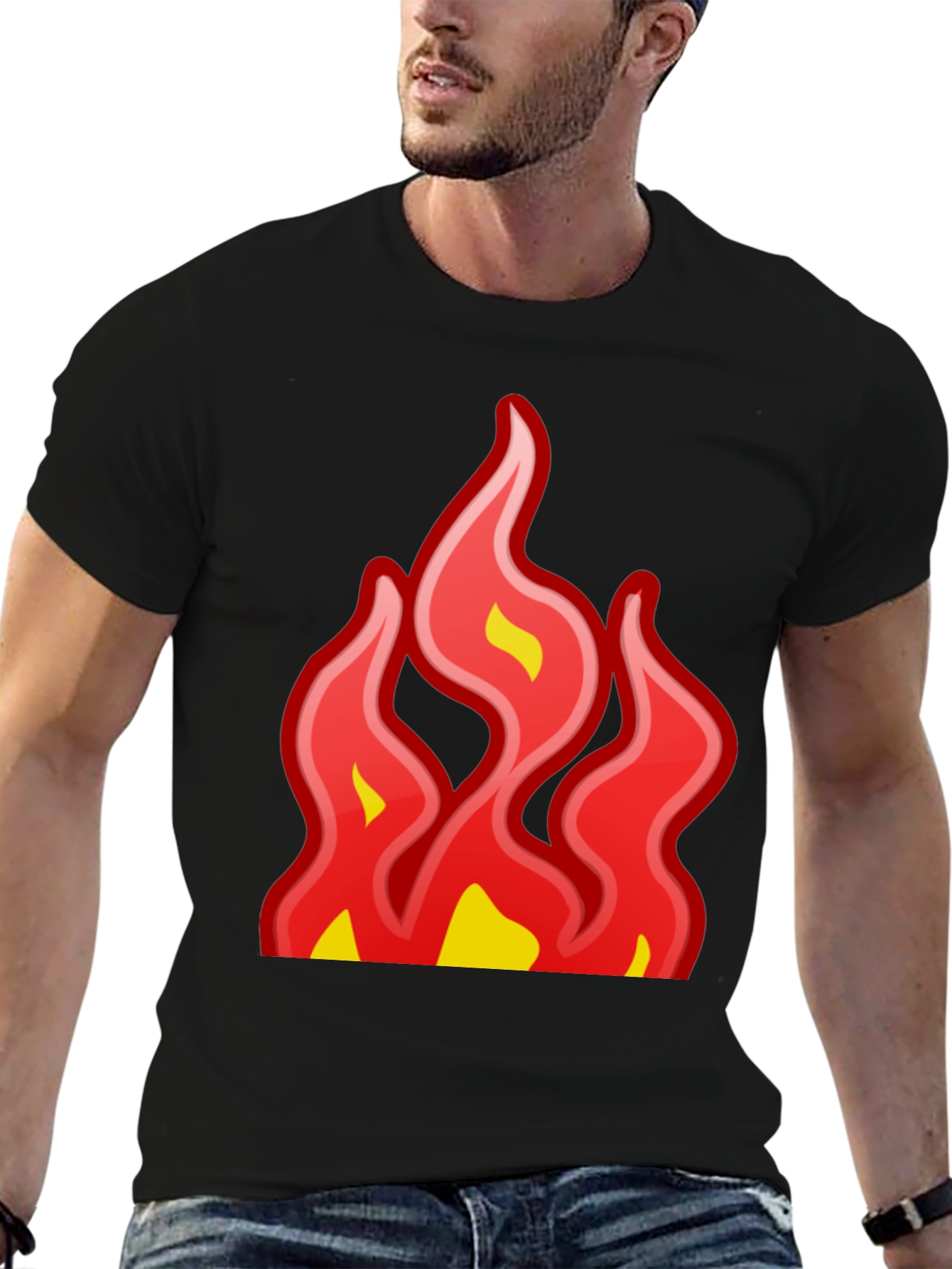 Black Fiery Graphic Tee - Bold Statement T-Shirt view 6