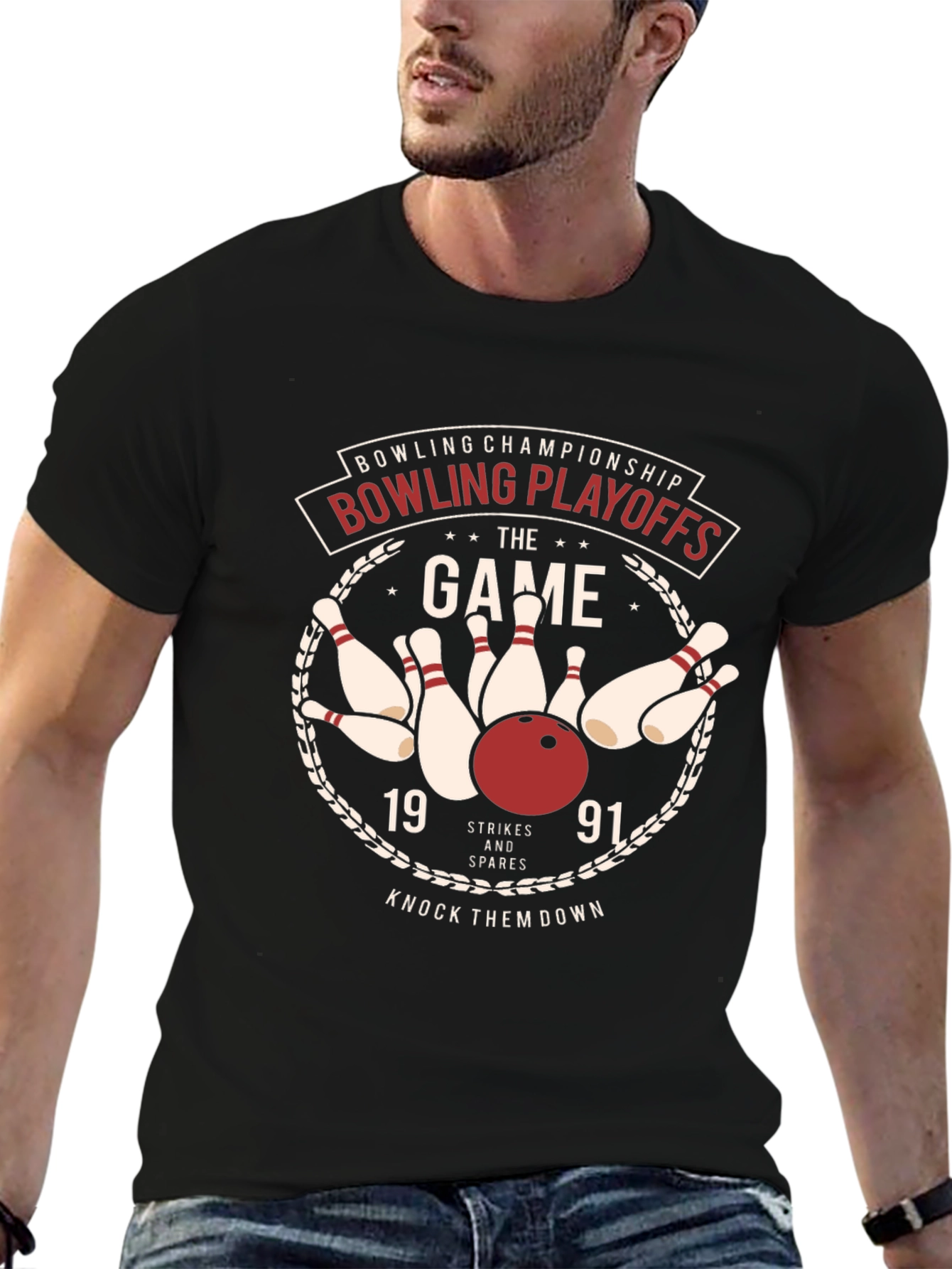 Black Bowling Playoffs Graphic T-Shirt view 6
