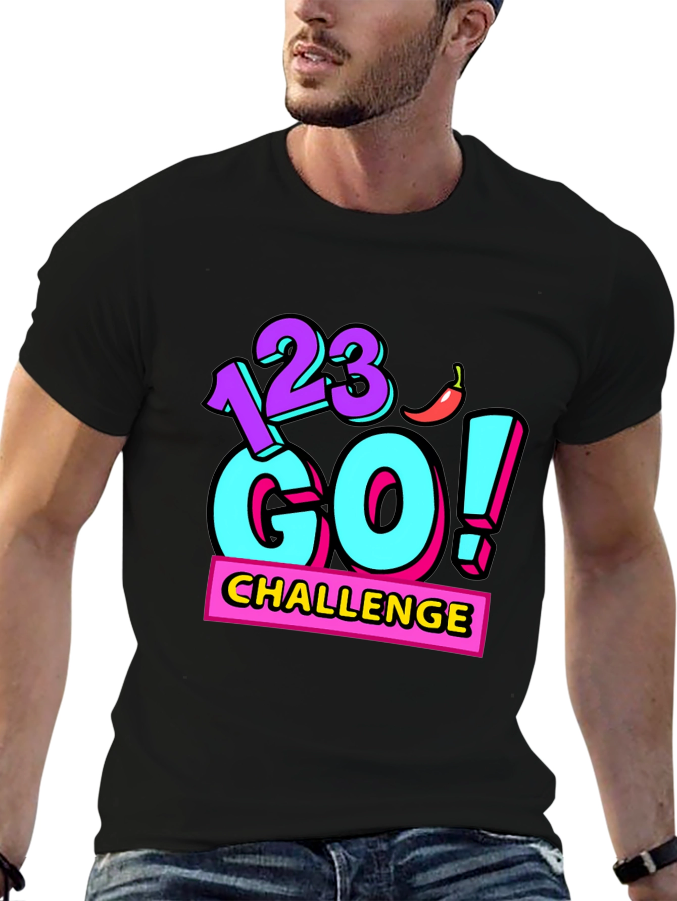Black 123 Go! Challenge Graphic Tee - Black Cotton Blend view 6