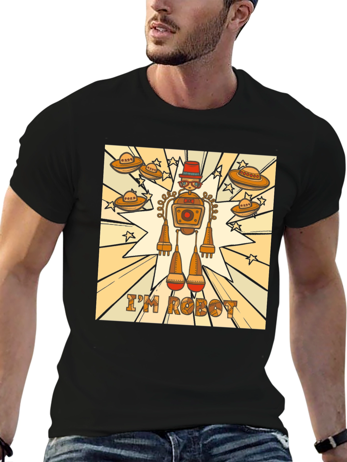 Black I'm Robot Graphic T-Shirt - Sci-Fi Fun! view 6