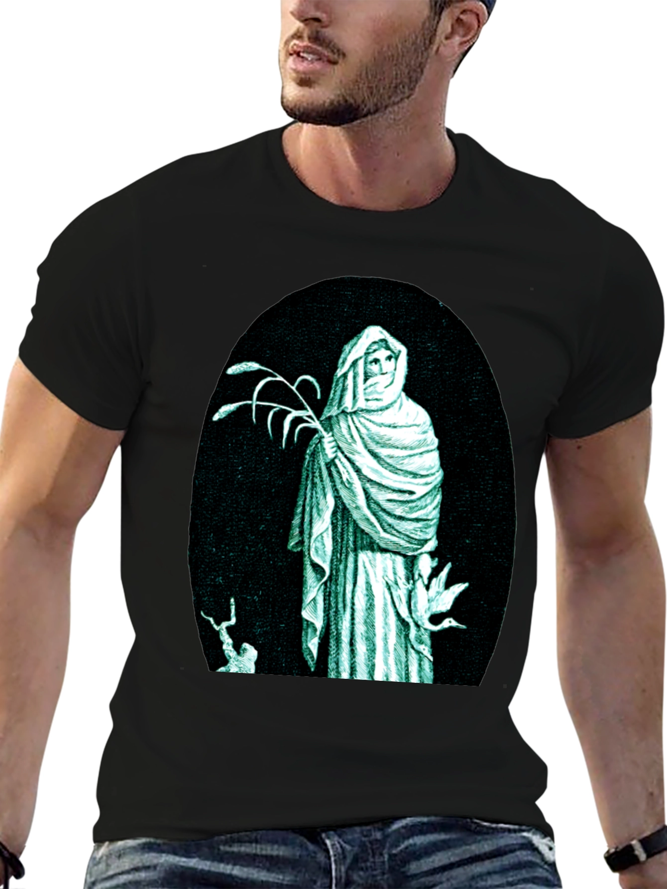 Black Mystic Figure Graphic T-Shirt view 6
