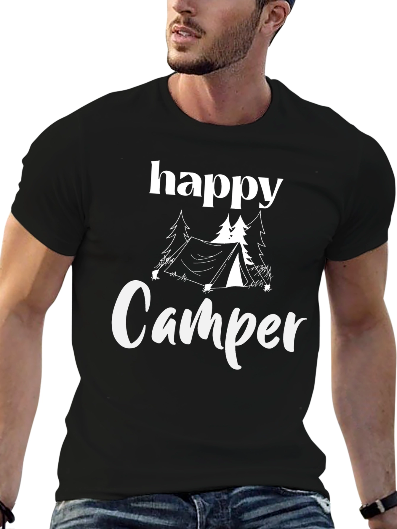 Black Happy Camper T-Shirt - Outdoor Adventure Tee view 6