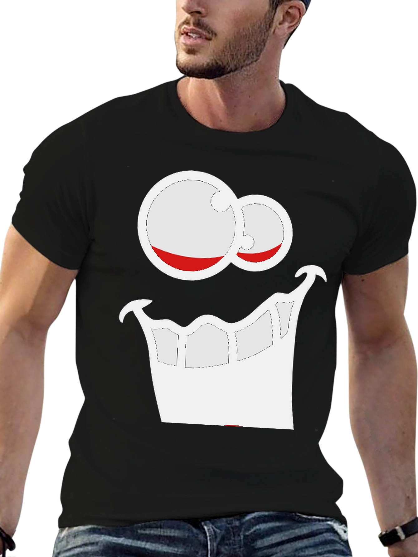 Black Cartoon Face Graphic T-Shirt view 6