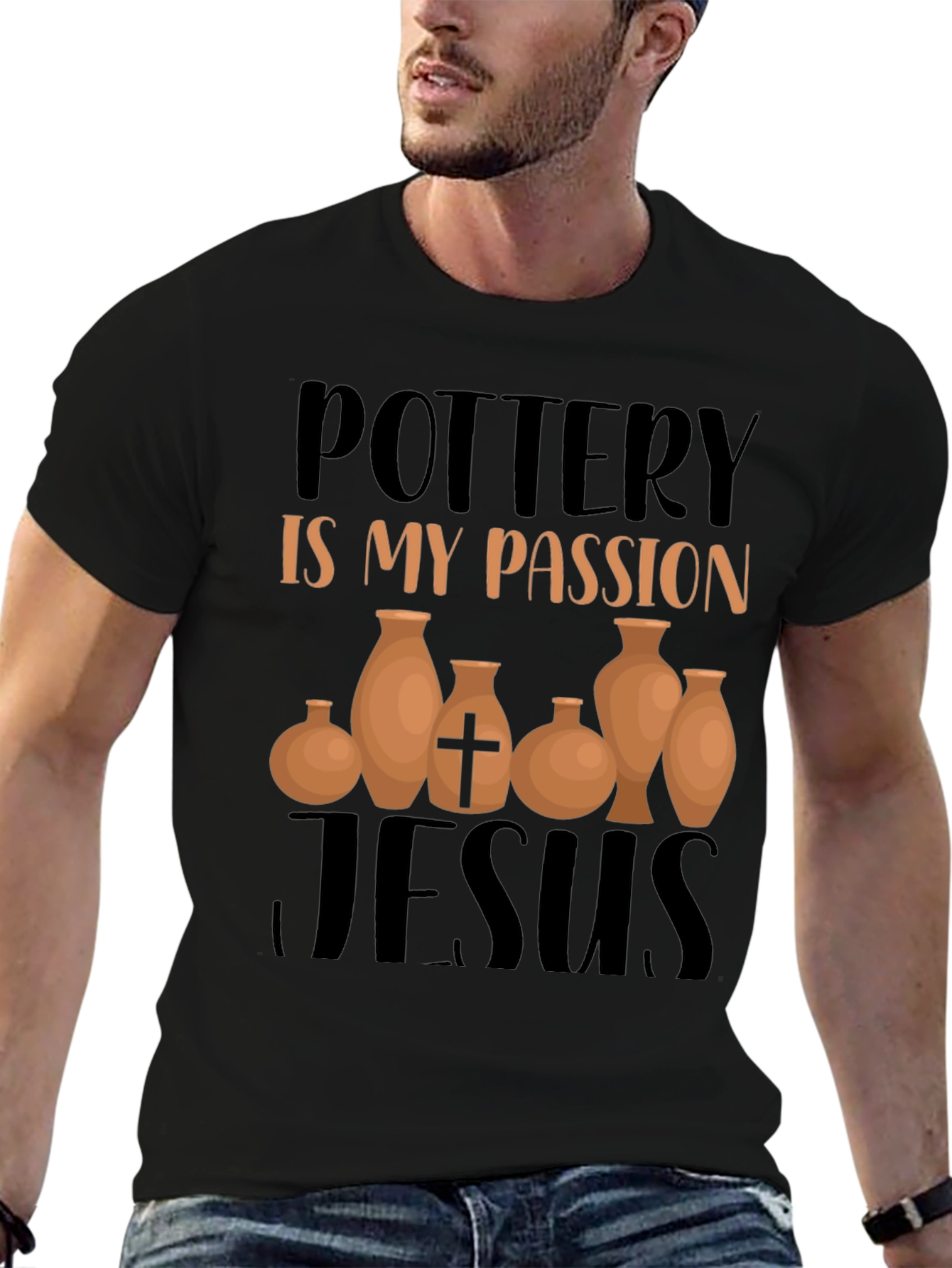Black Pottery is My Passion Jesus T-Shirt Black view 6