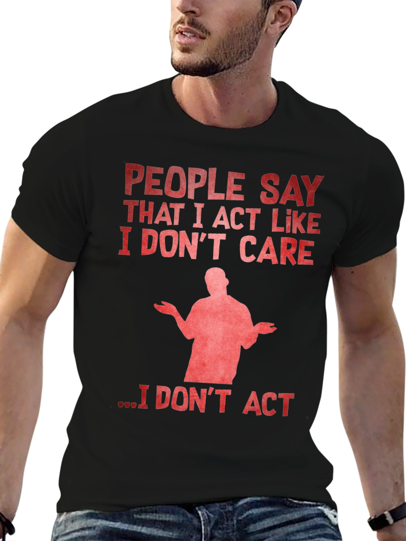 Black I Don't Care Graphic Tee - Funny Sarcastic Humor T-Shirt view 6