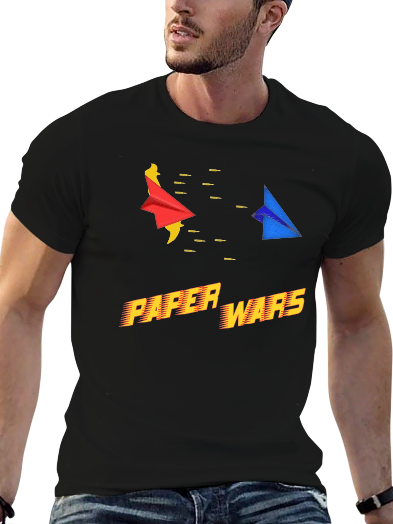 Black Paper Wars Graphic Tee - Retro Style view 6