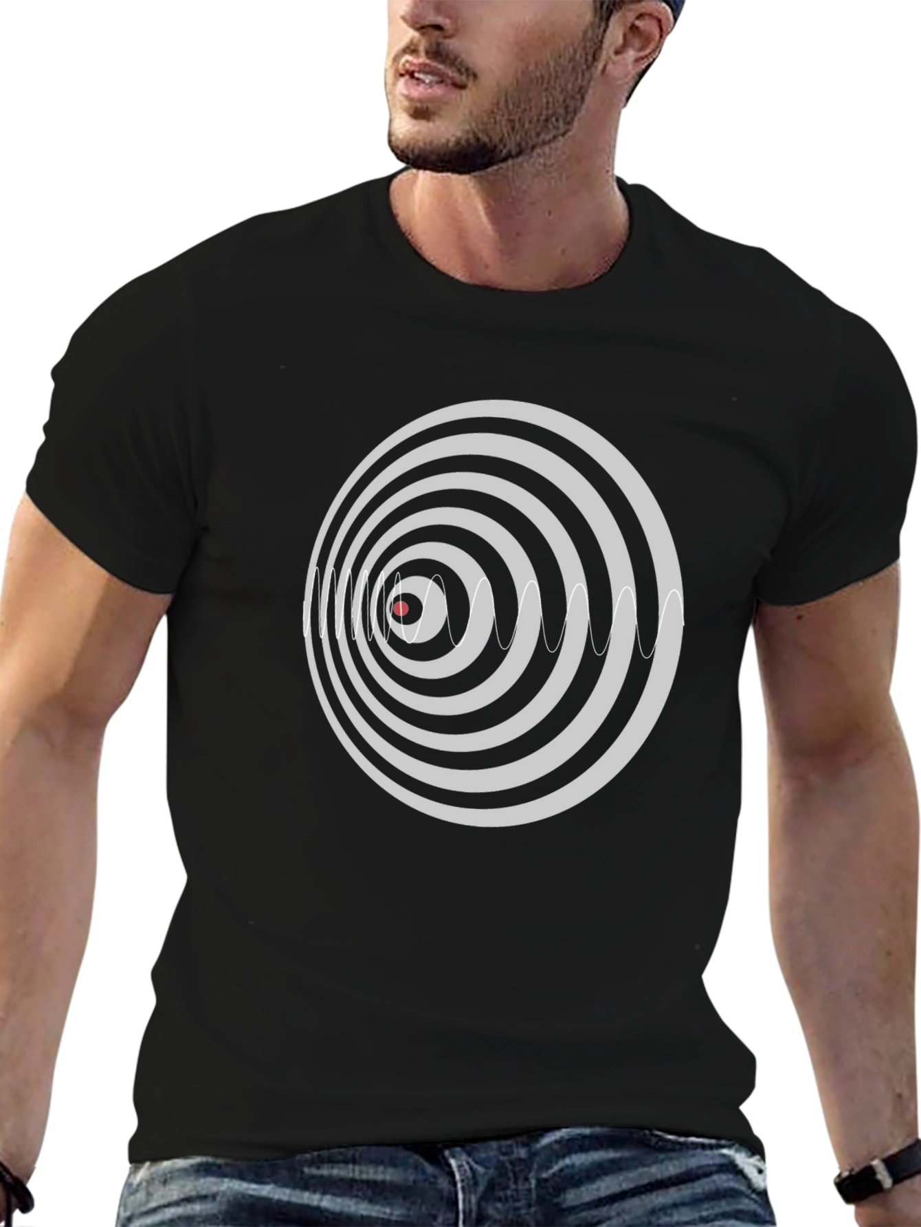 Black Hypnotic Eye Graphic Tee - Modern Style view 6