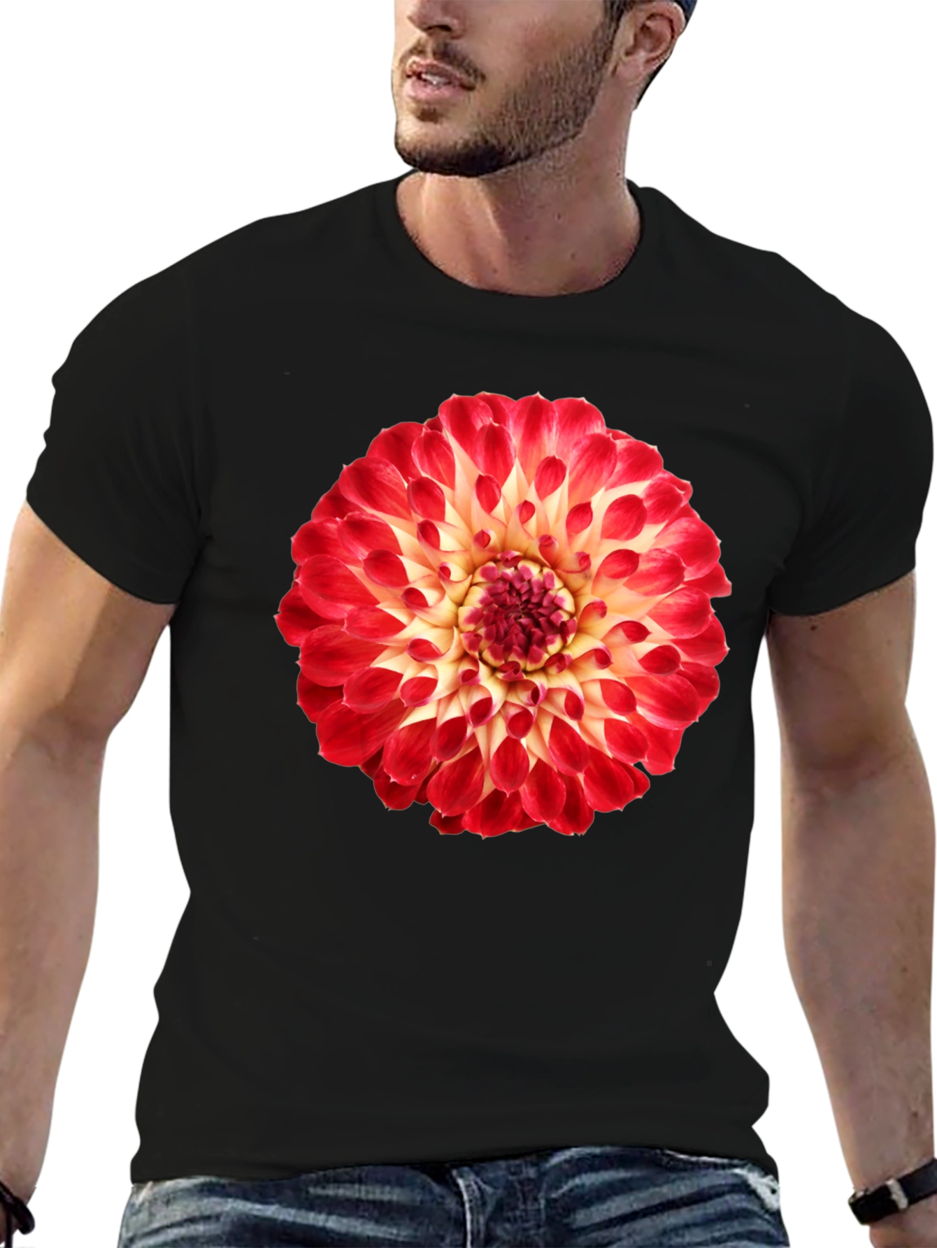 Black Floral Print Tee - Dahlia Design view 6