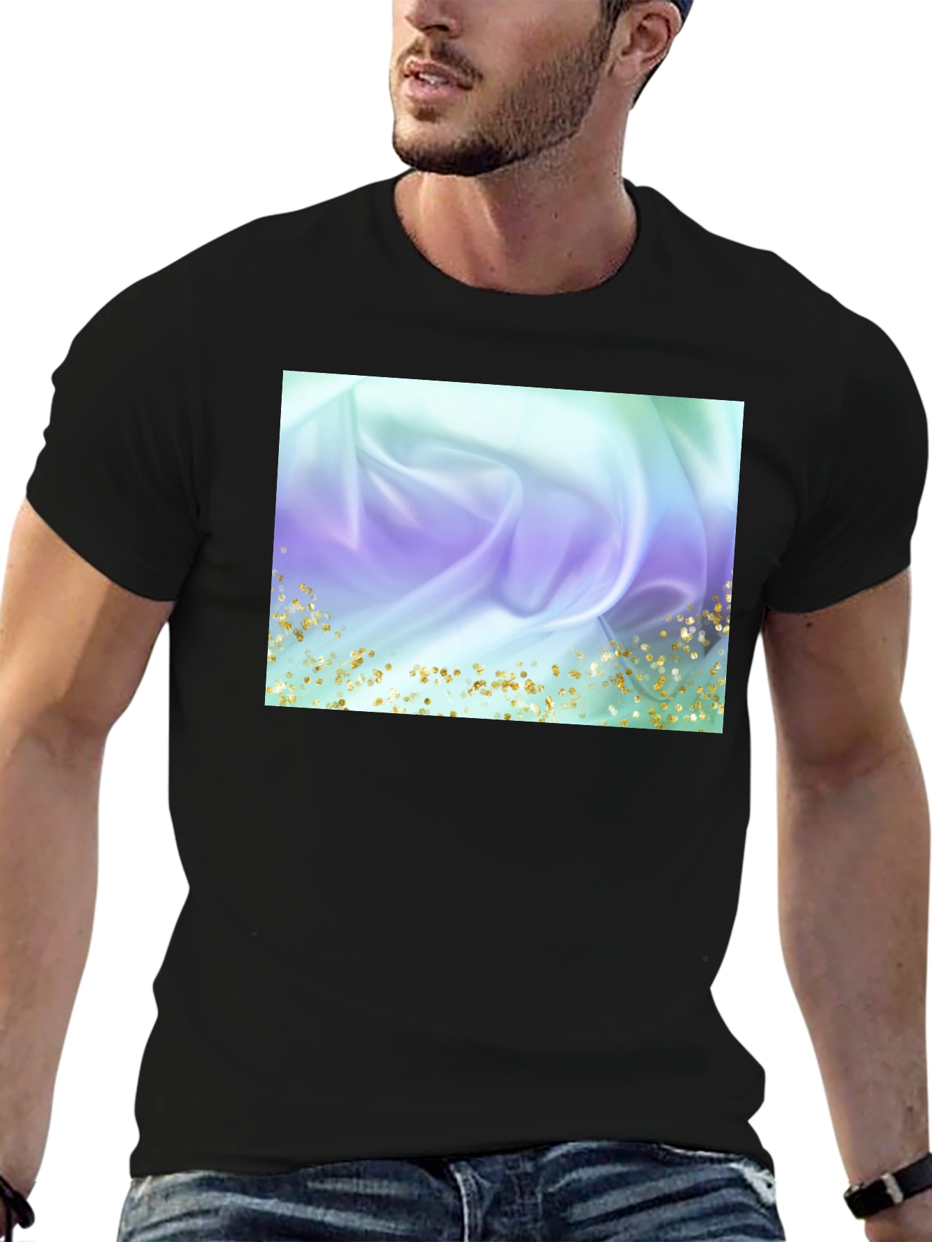 Black Elegant Swirl Tee - Stylish Everyday Wear view 6