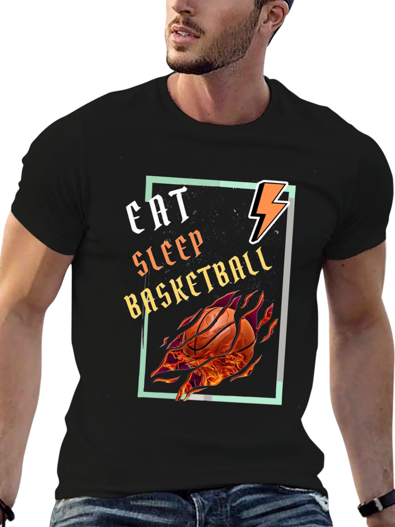 Black Eat Sleep Basketball Graphic Tee - Black T-Shirt view 6