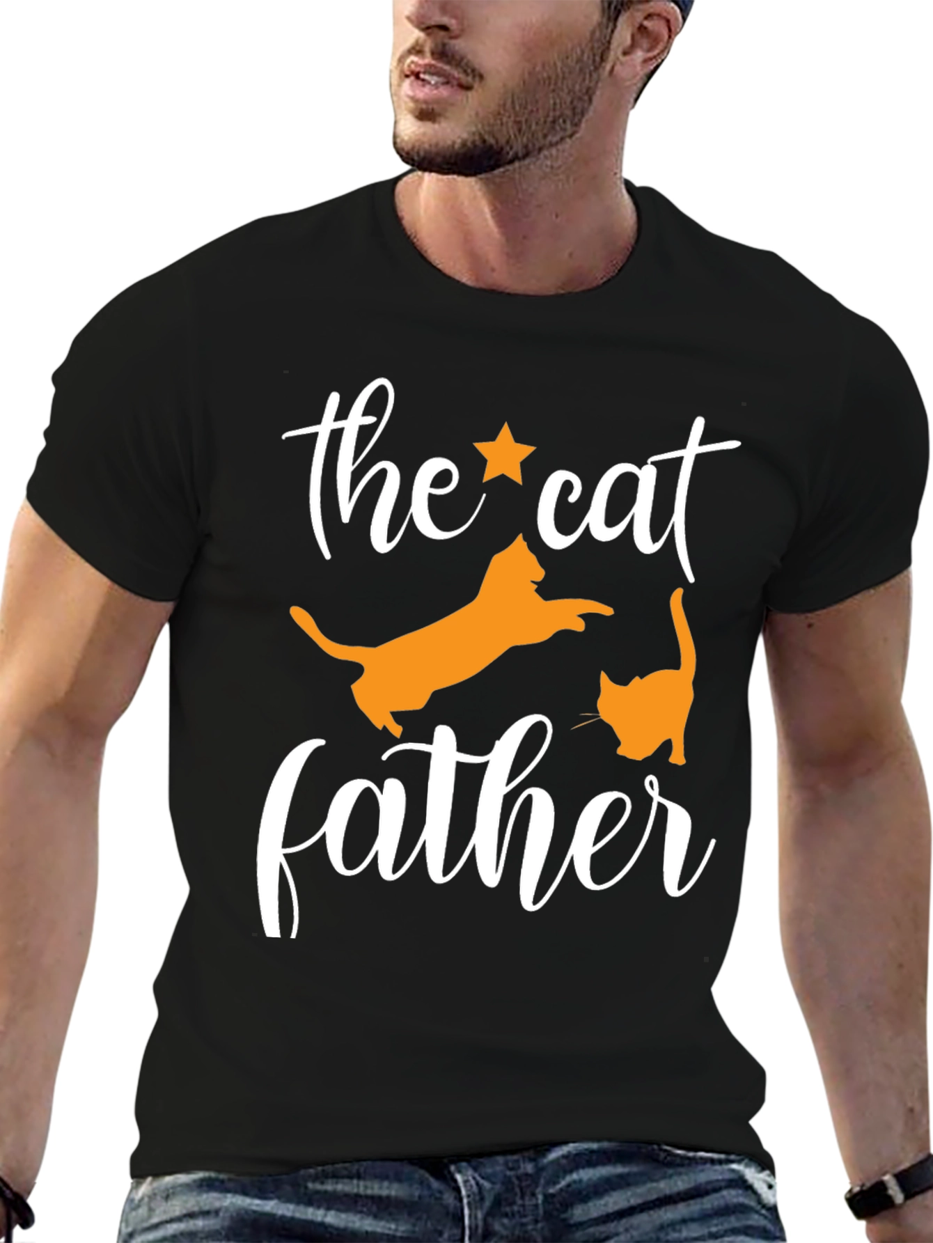 Black The Cat Father Black T-Shirt view 6