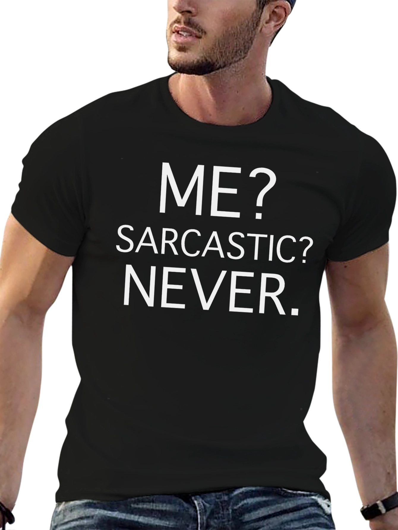 Black Funny Sarcastic Humor Graphic Tee - Never view 6