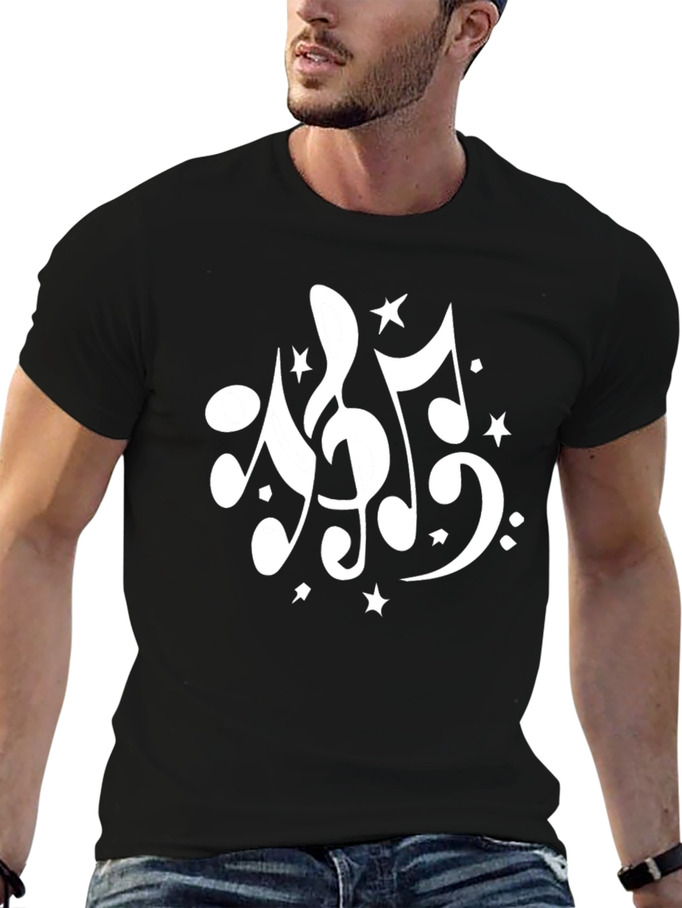 Black Musical Note T-Shirt: Stylish Black Tee for Music Lovers view 6